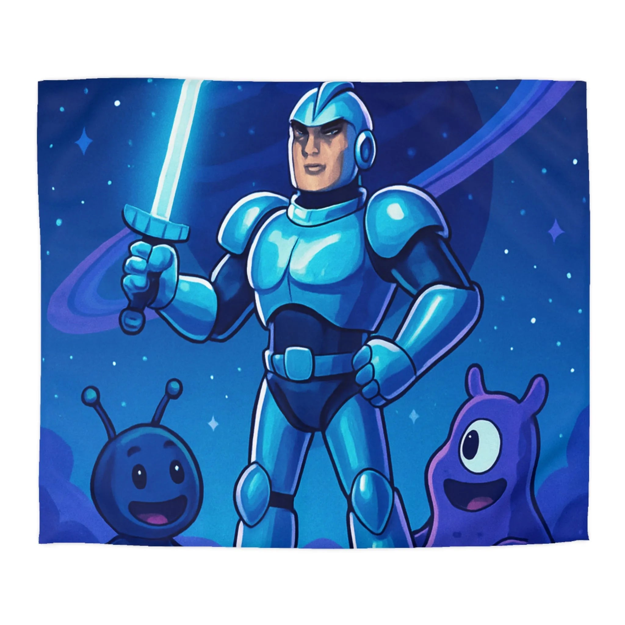 Housse de Couette Galactique: Héros en Armure et Aliens Amicaux dans l'Espace