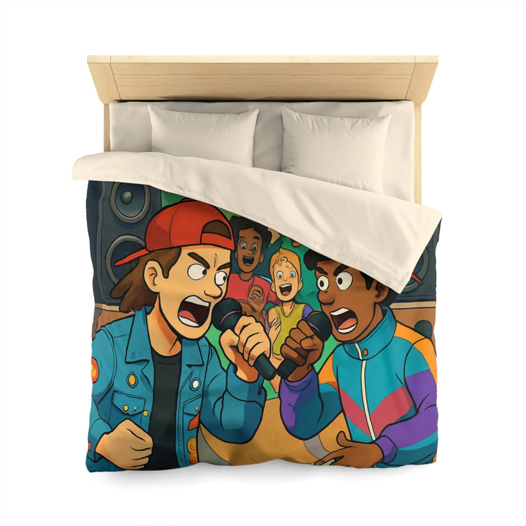 Housse de couette colorée style urbain avec jeunes en compétition de rap animée