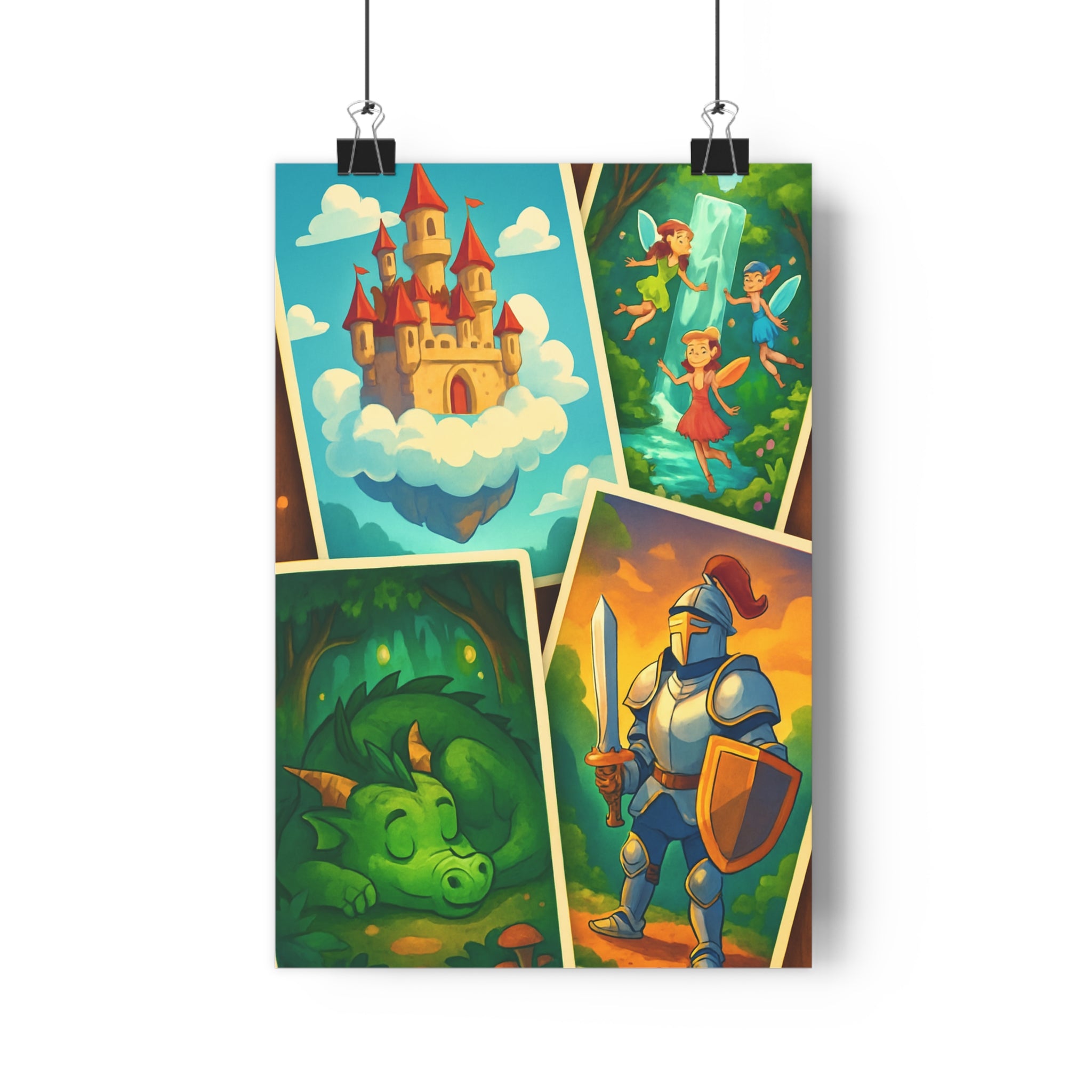 Poster décoratif coloré cartoon joyeux magique fantastique chambre enfant salon aventure dynamique fantaisie détente