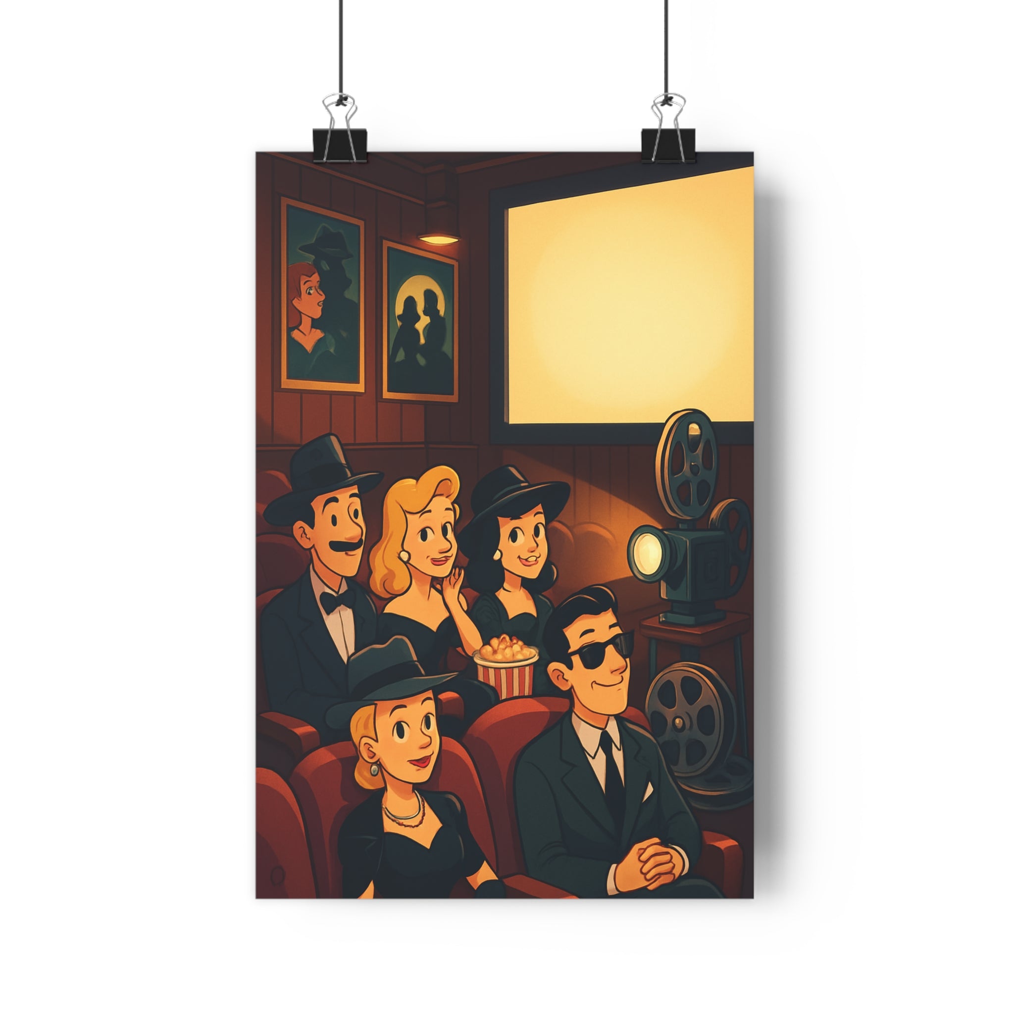 Poster décoratif rétro cinéma vintage nostalgique chaleureux salon chambre élégant classique noir blanc couleurs