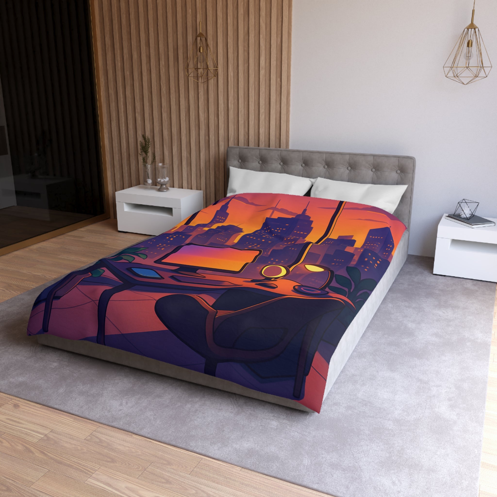 Housse de Couette Microfibre Design Artistique Moderne Décoration Chambre Confort Premium