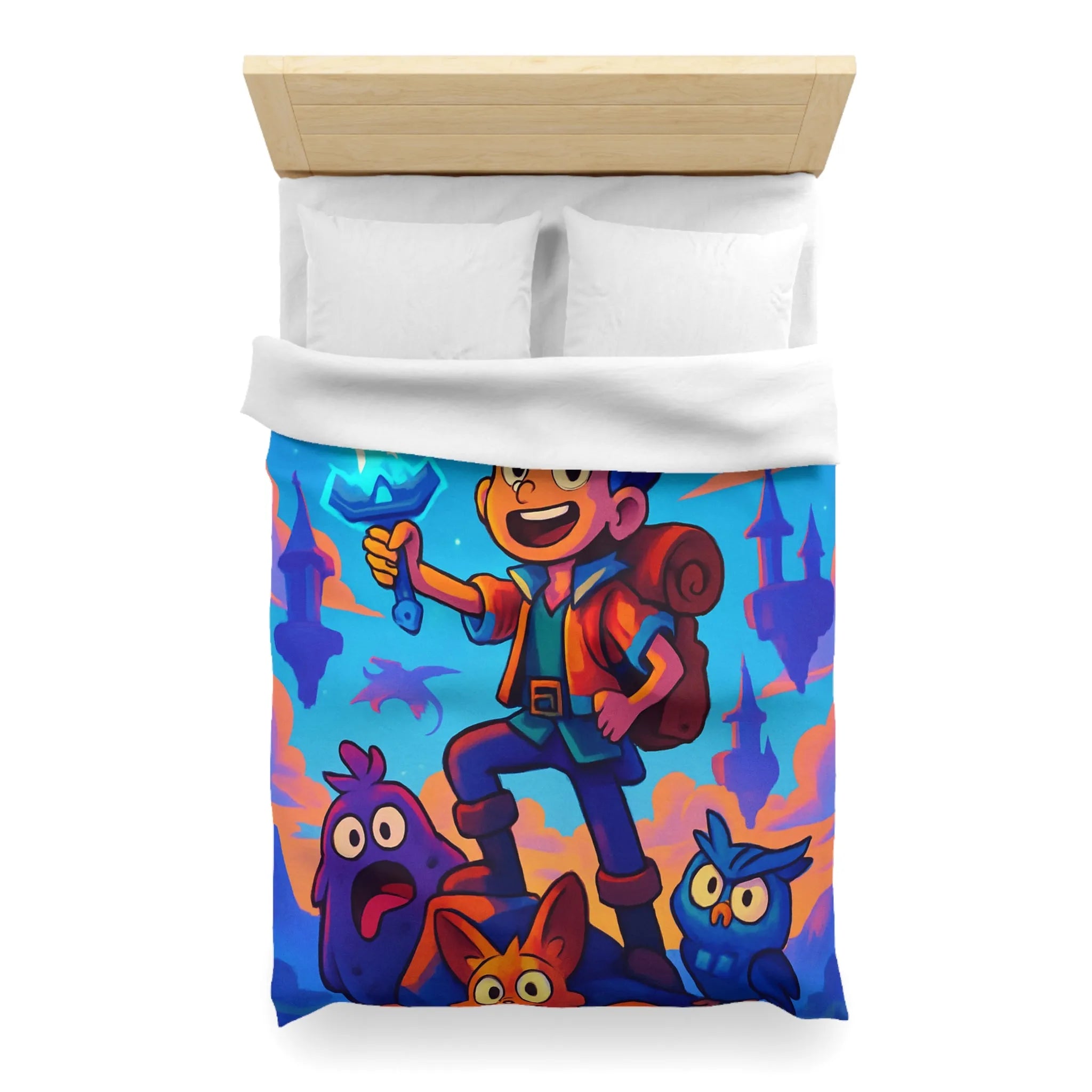 Housse de Couette Aventure Fantastique avec Épée Enchantée et Créatures Magiques pour Enfants
