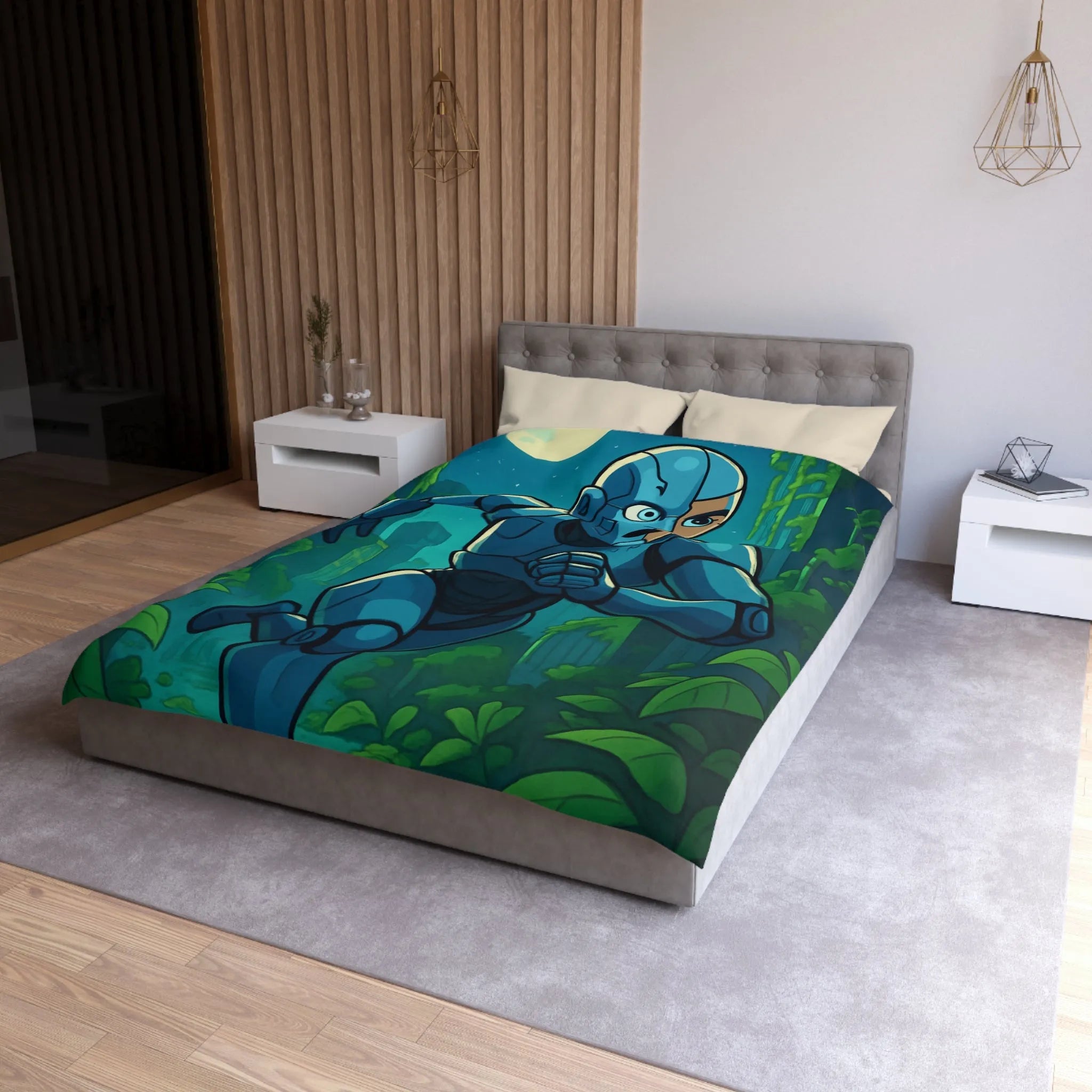 Housse de Couette Microfibre Art Graphique Contemporain Style Décoratif Chambre Tendance