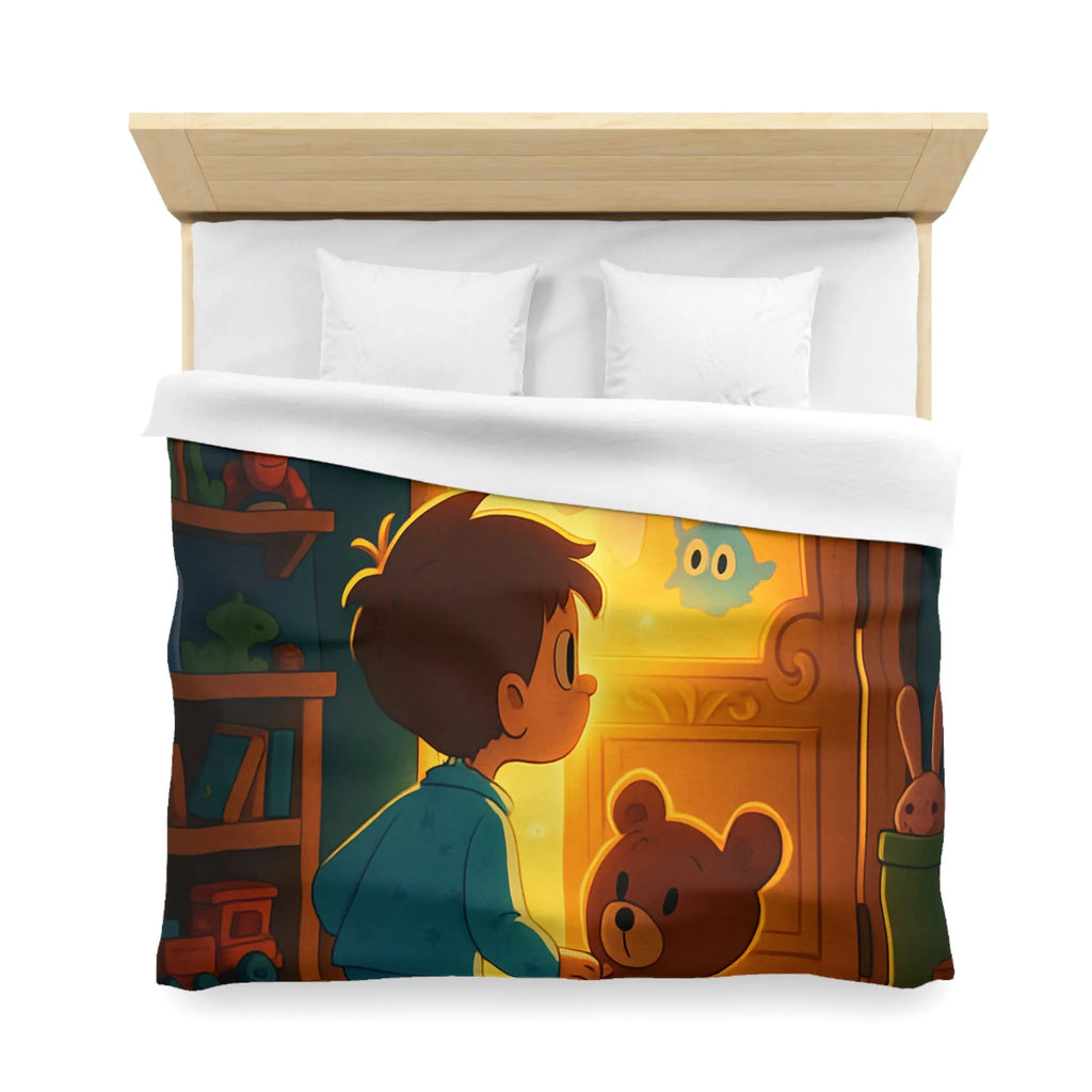 Housse de couette enfant avec motifs lumineux d'animaux magiques en chambre colorée