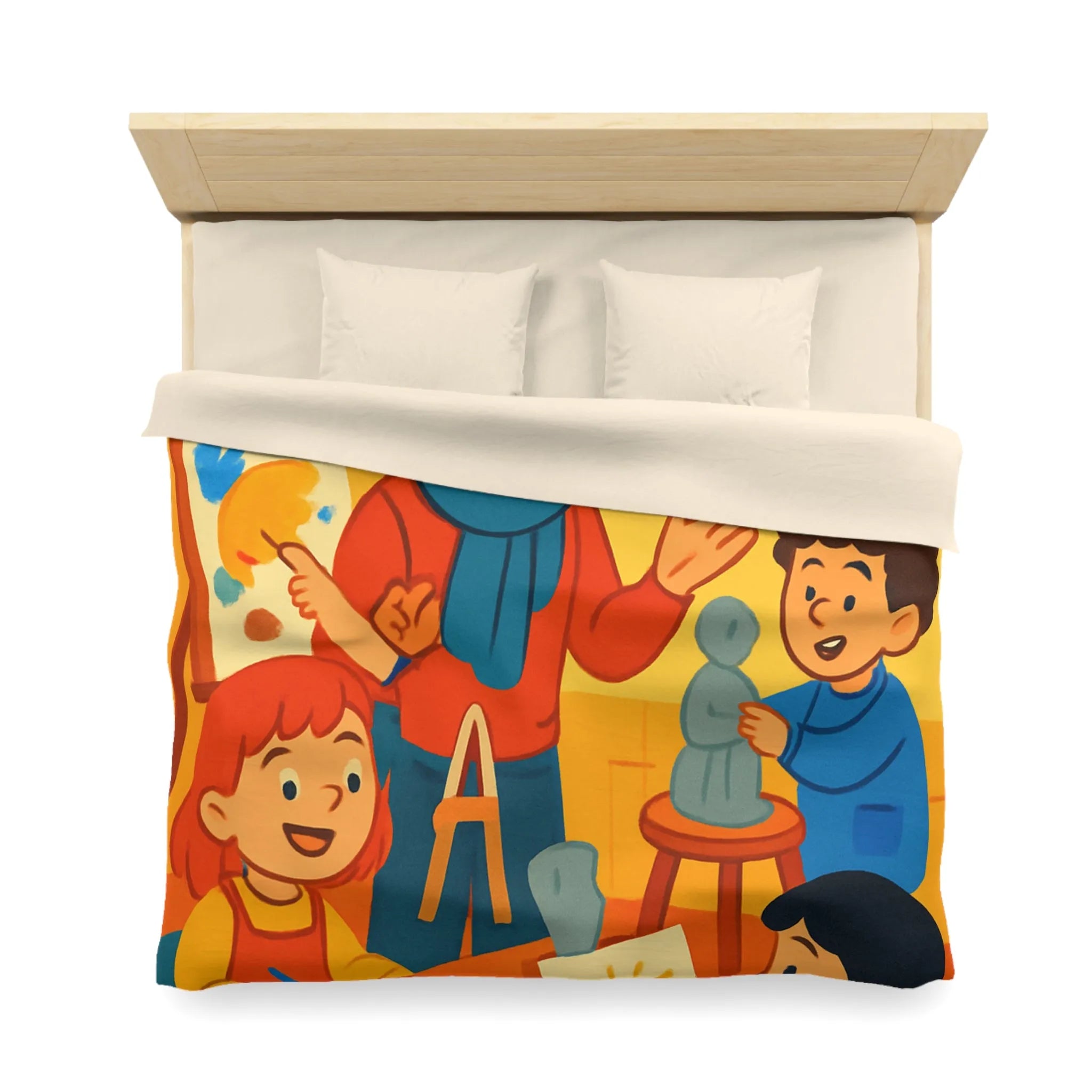 Enchantez votre chambre avec une housse de couette colorée pour enfants sur le thème artistique