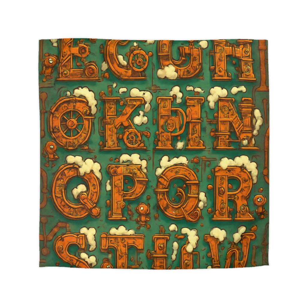 Alphabet Steampunk avec Nuages Évaporants - Design Créatif pour Housse de Couette Originale