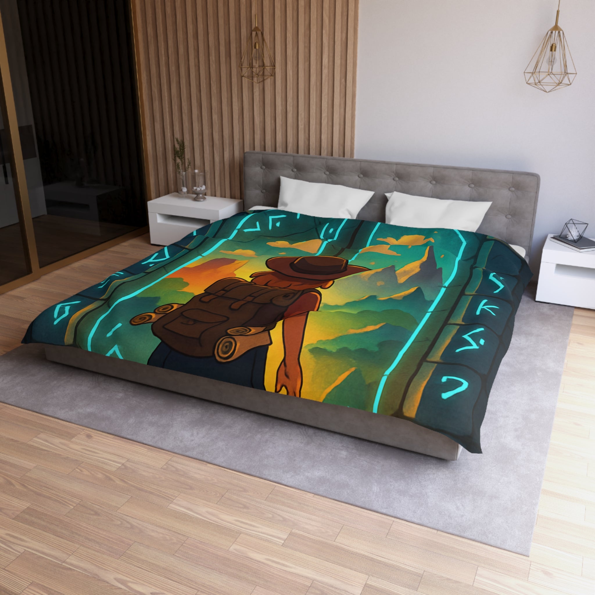 Housse de Couette Microfibre Motif Créatif Original Style Contemporain Chambre Élégante