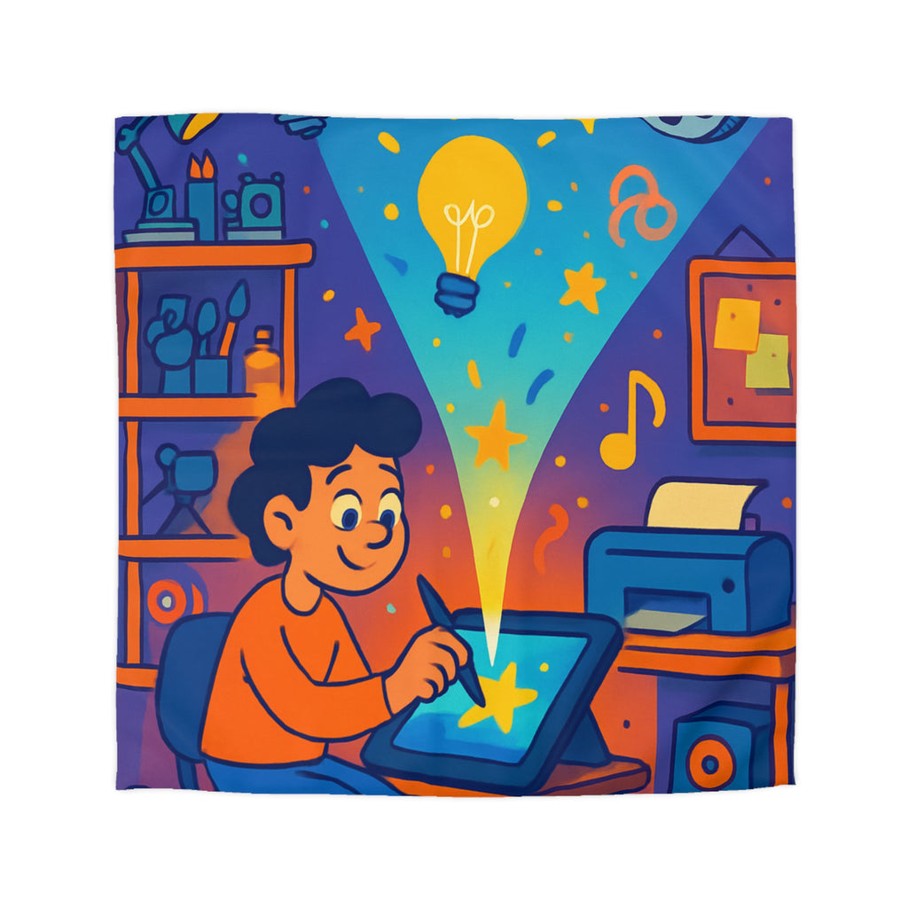 Housse de couette vibrante pour passionnés d'art numérique et créativité éclatante