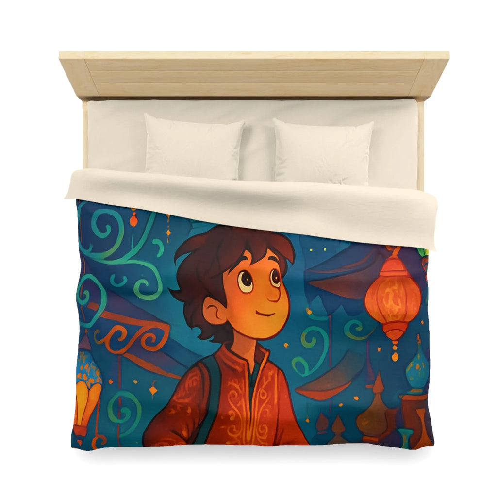 Housse de Couette Enfant : Aventure Nocturne avec Lanternes et Palais Mystiques