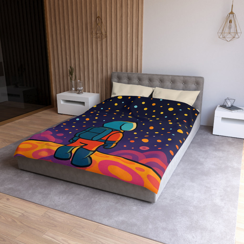 Housse de couette spatiale colorée avec astronaute et étoiles multicolores pour chambre enfant