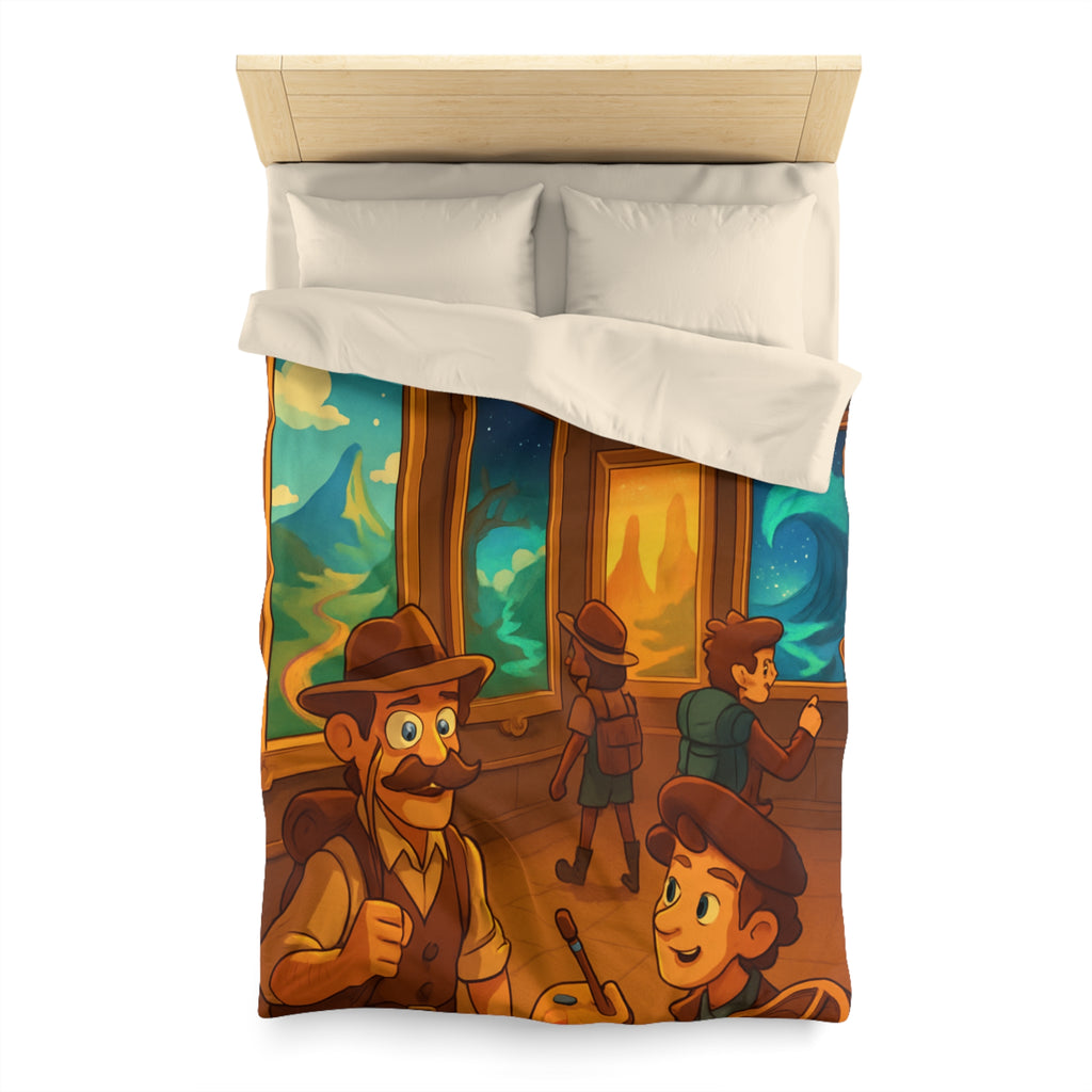 Housse de couette pour enfants avec aventure mystérieuse dans une galerie d'art