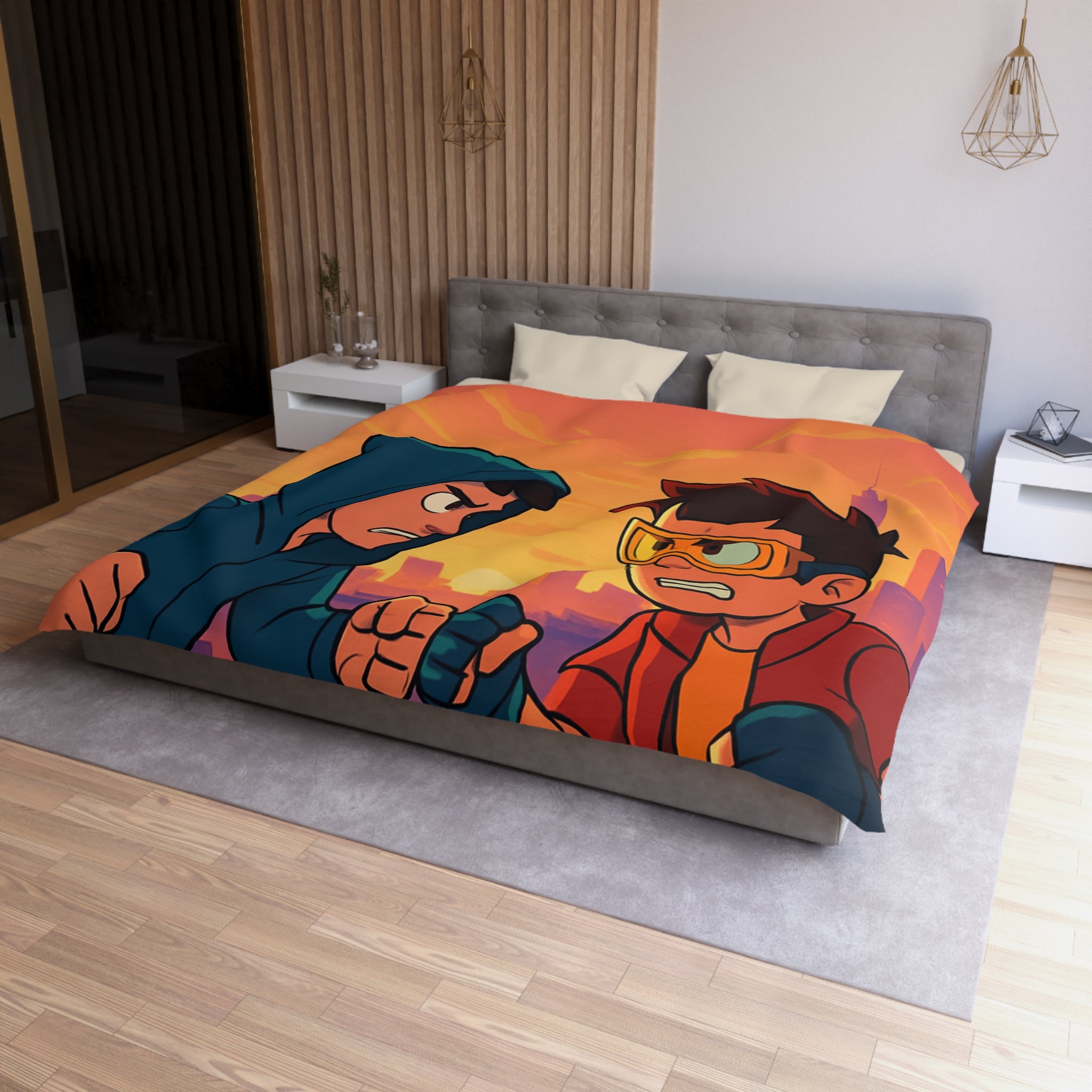 Housse de Couette Microfibre Design Artistique Moderne Décoration Chambre Confort Premium