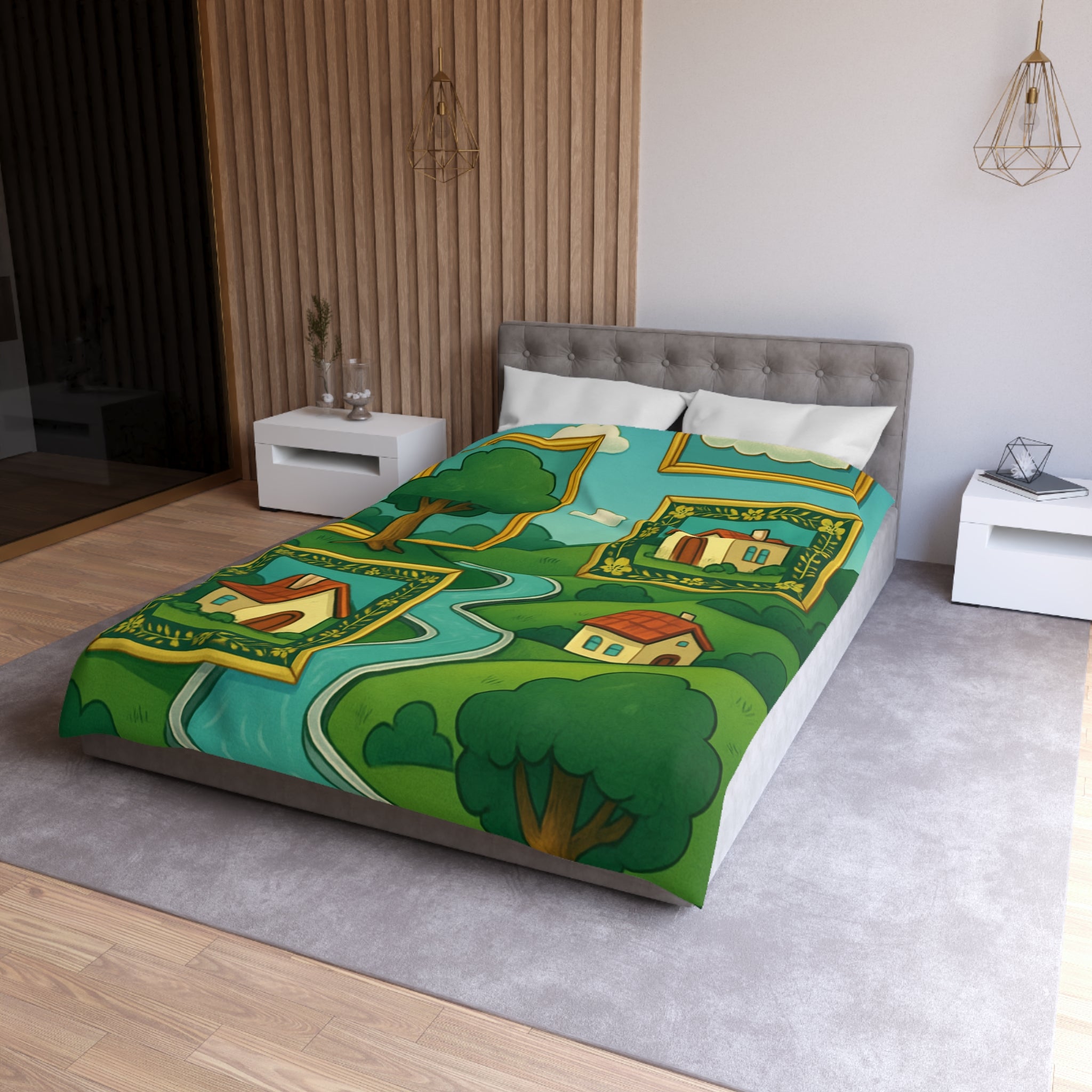 Housse de Couette Microfibre Design Artistique Moderne Décoration Chambre Confort Premium