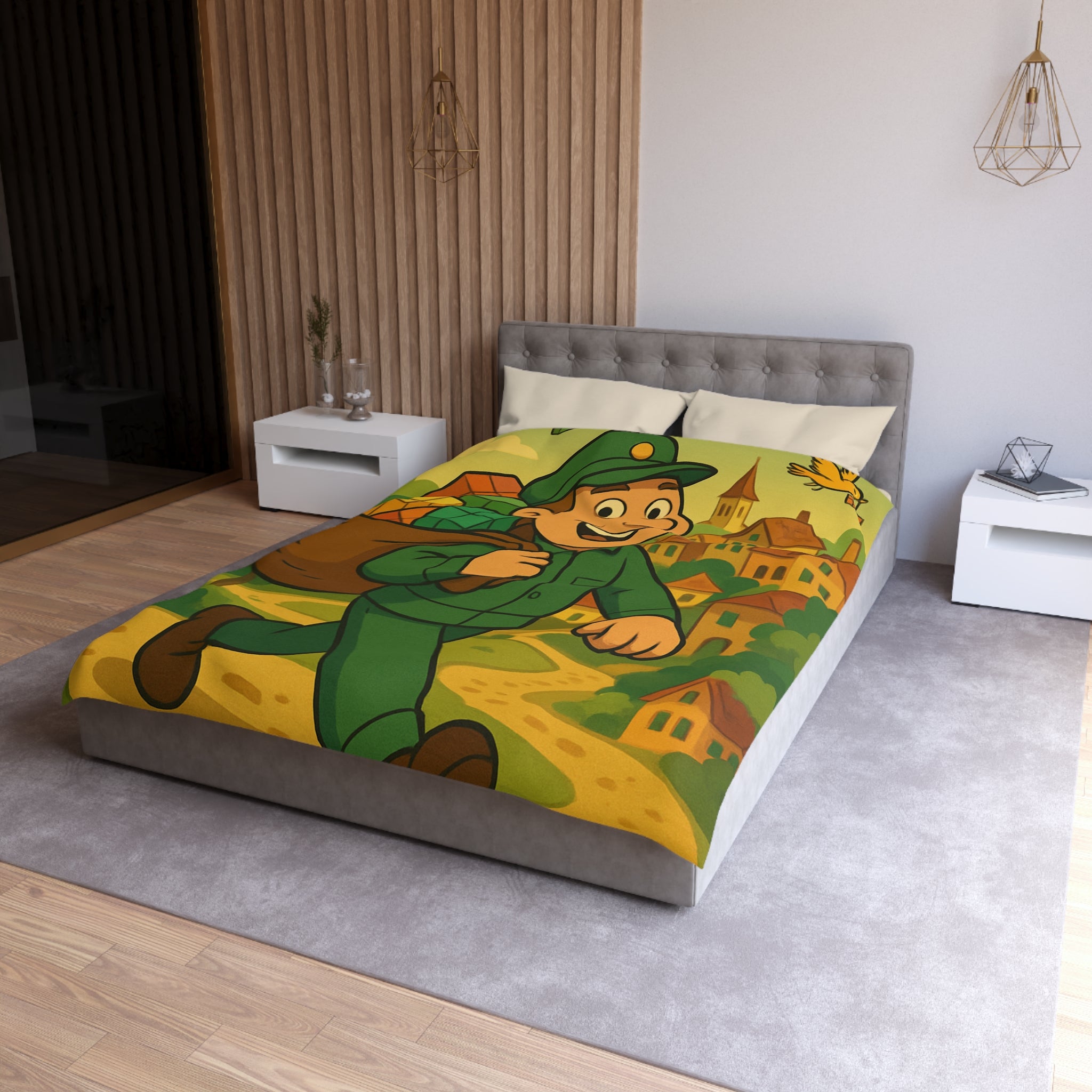 Housse de Couette Microfibre Motif Créatif Original Style Contemporain Chambre Élégante