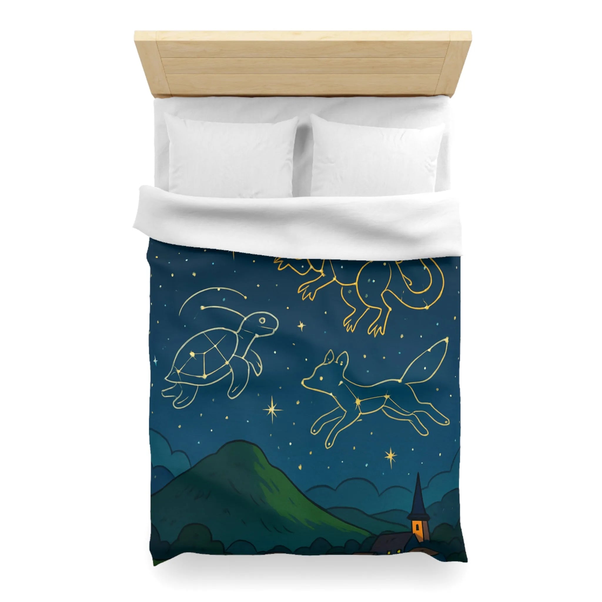 Housse De Couette Avec Constellations Animales Magiques Dans Un Ciel Nocturne Étoilé Enchanteur