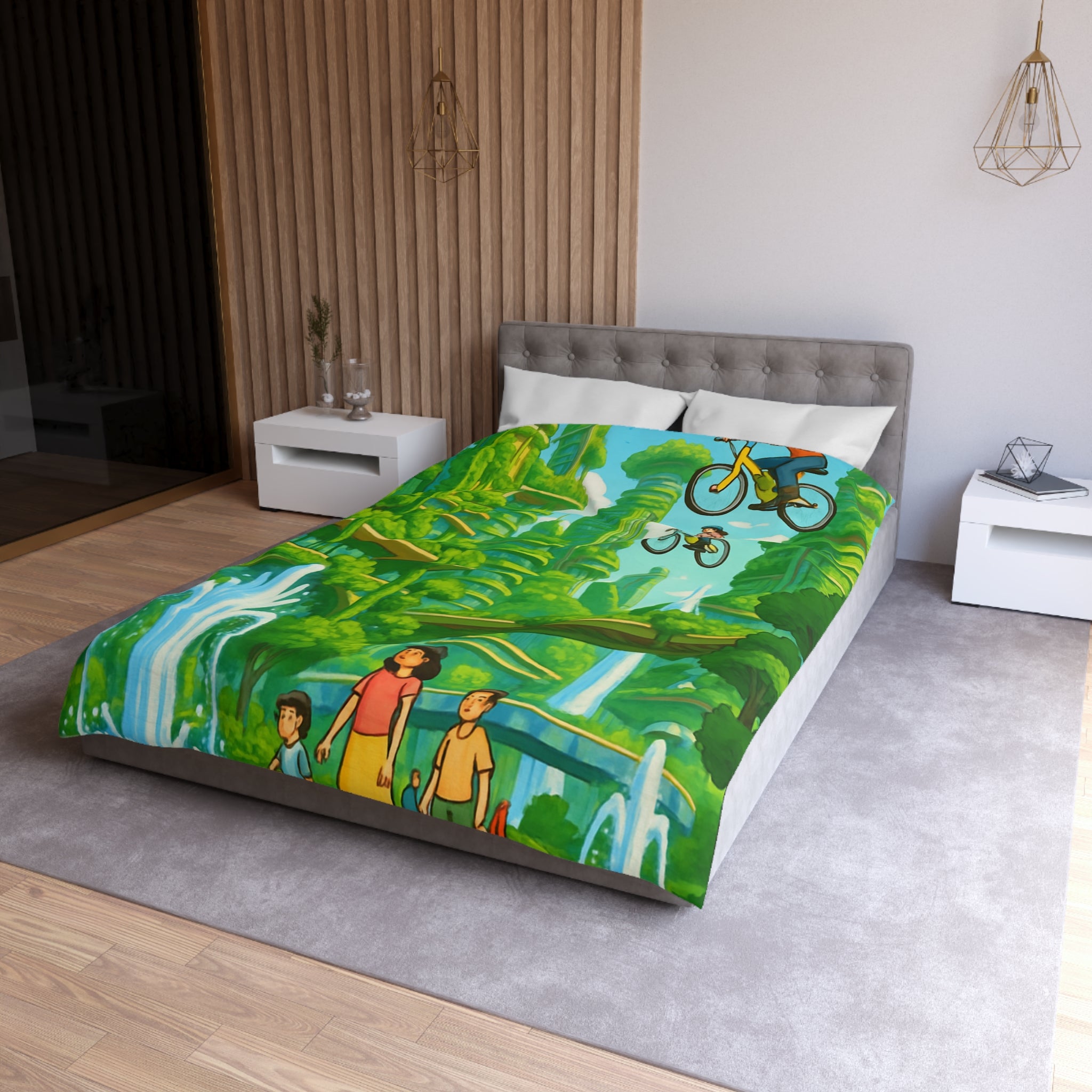 Housse de Couette Microfibre Design Artistique Moderne Décoration Chambre Confort Premium