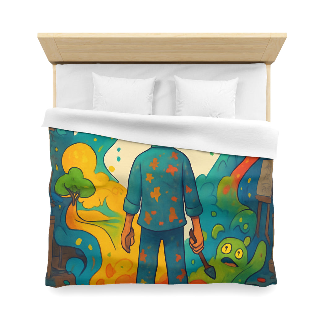 Housse de Couette Microfibre Motif Créatif Original Style Contemporain Chambre Élégante