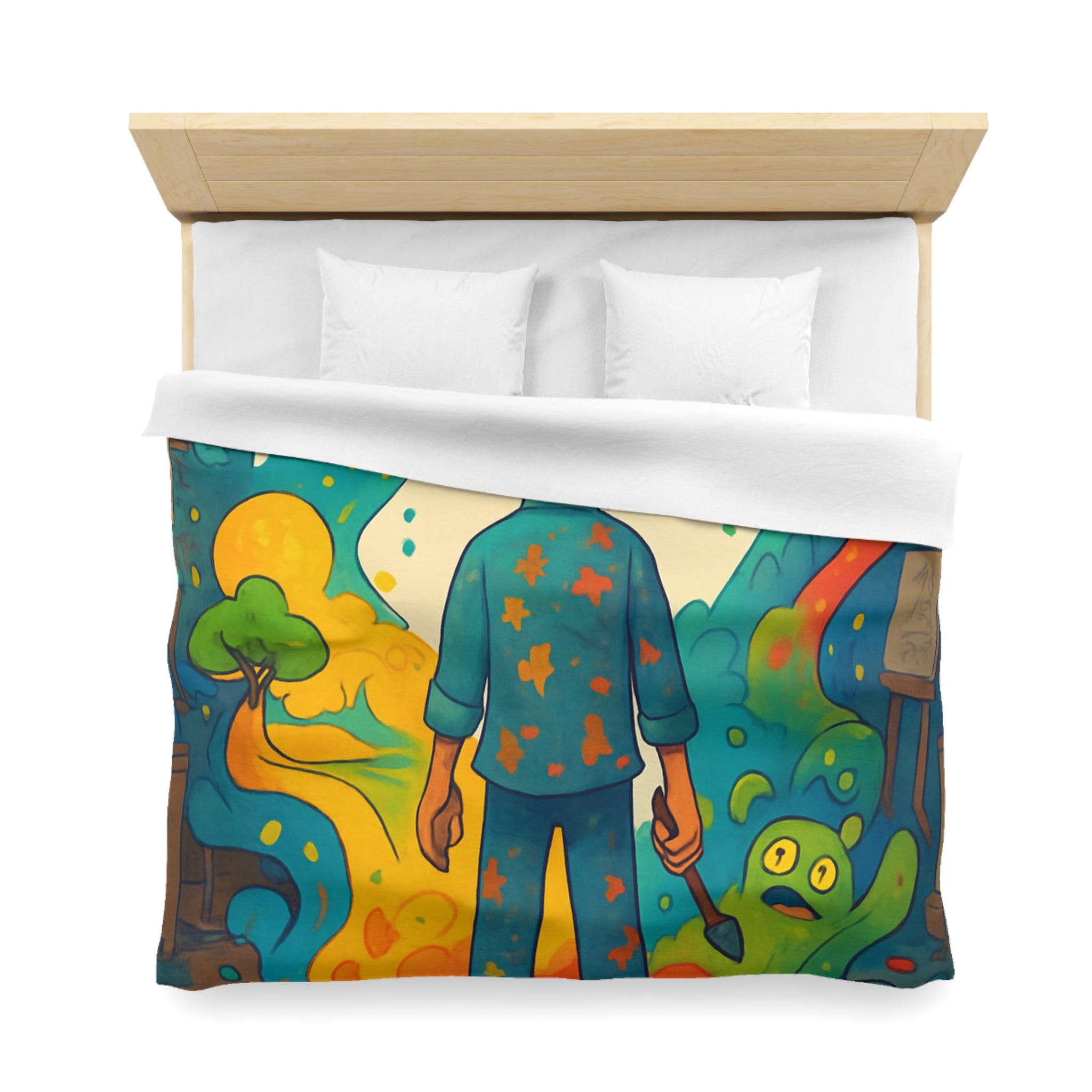 Housse de Couette Microfibre Motif Créatif Original Style Contemporain Chambre Élégante