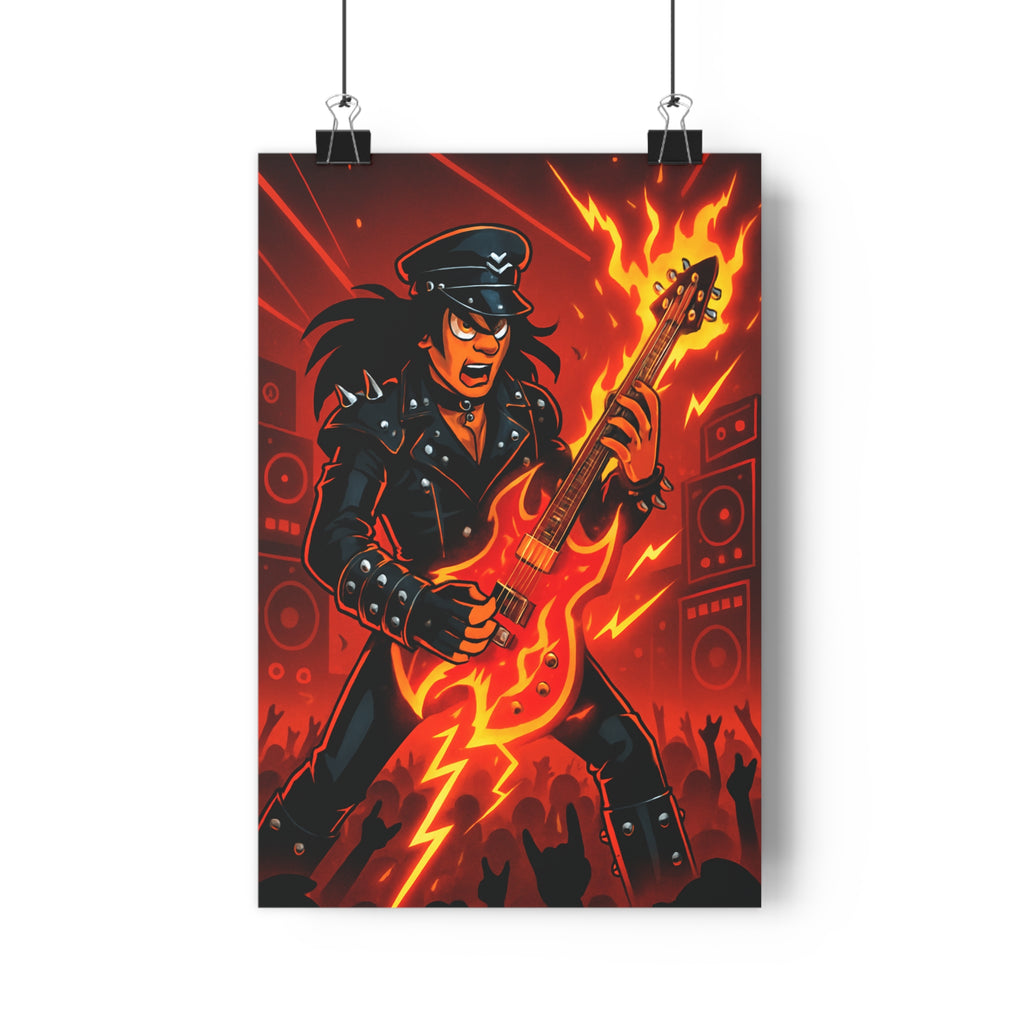 Poster décoratif dynamique rouge orange cartoon énergique musique chambre studio moderne vibrant 30x46 ambiance