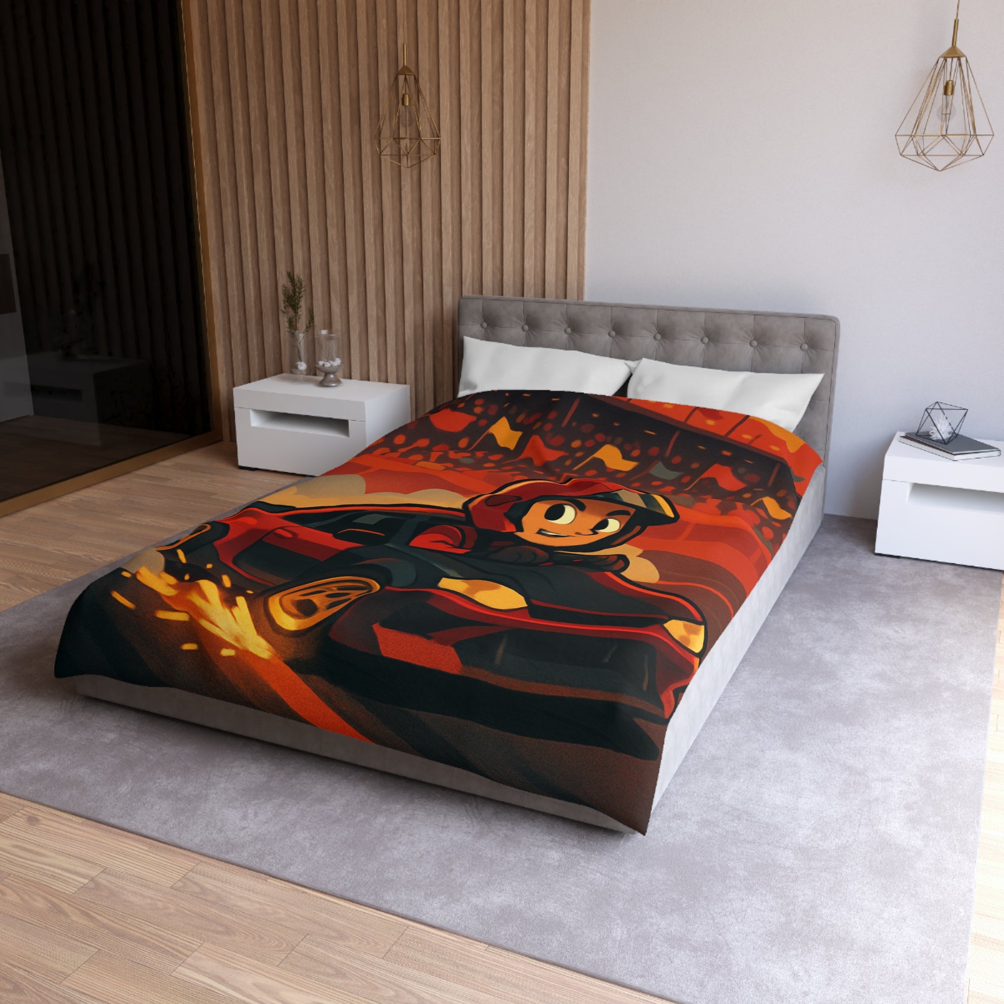 Housse de Couette Microfibre Motif Créatif Original Style Contemporain Chambre Élégante