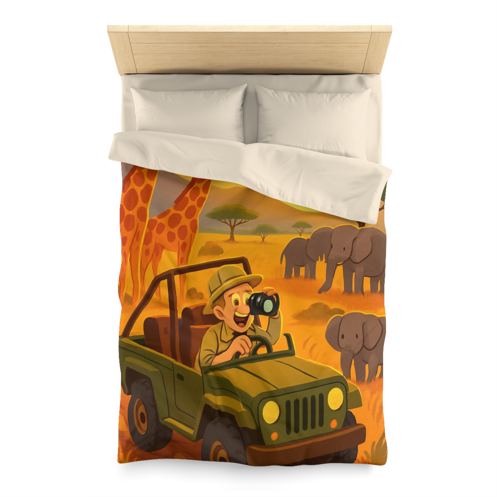 Housse de Couette Safari avec Animaux et Paysage Africain pour Chambre Enfant Aventure