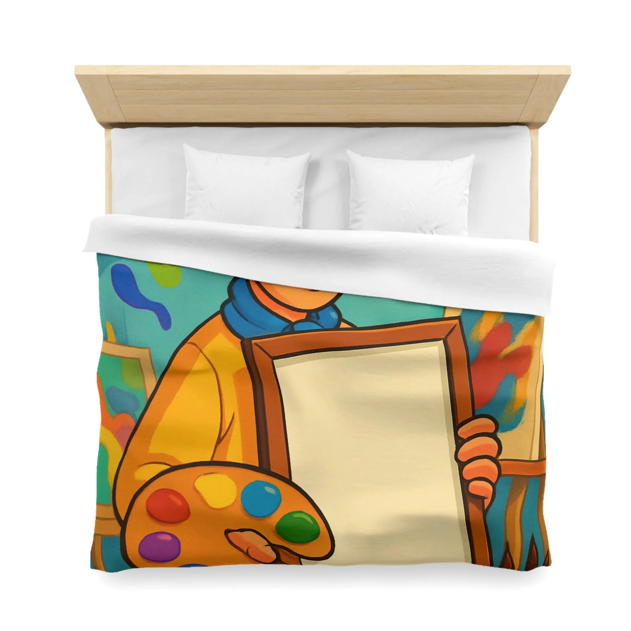 Housse de couette colorée artiste, palette vibrante, design créatif pour chambre inspirante