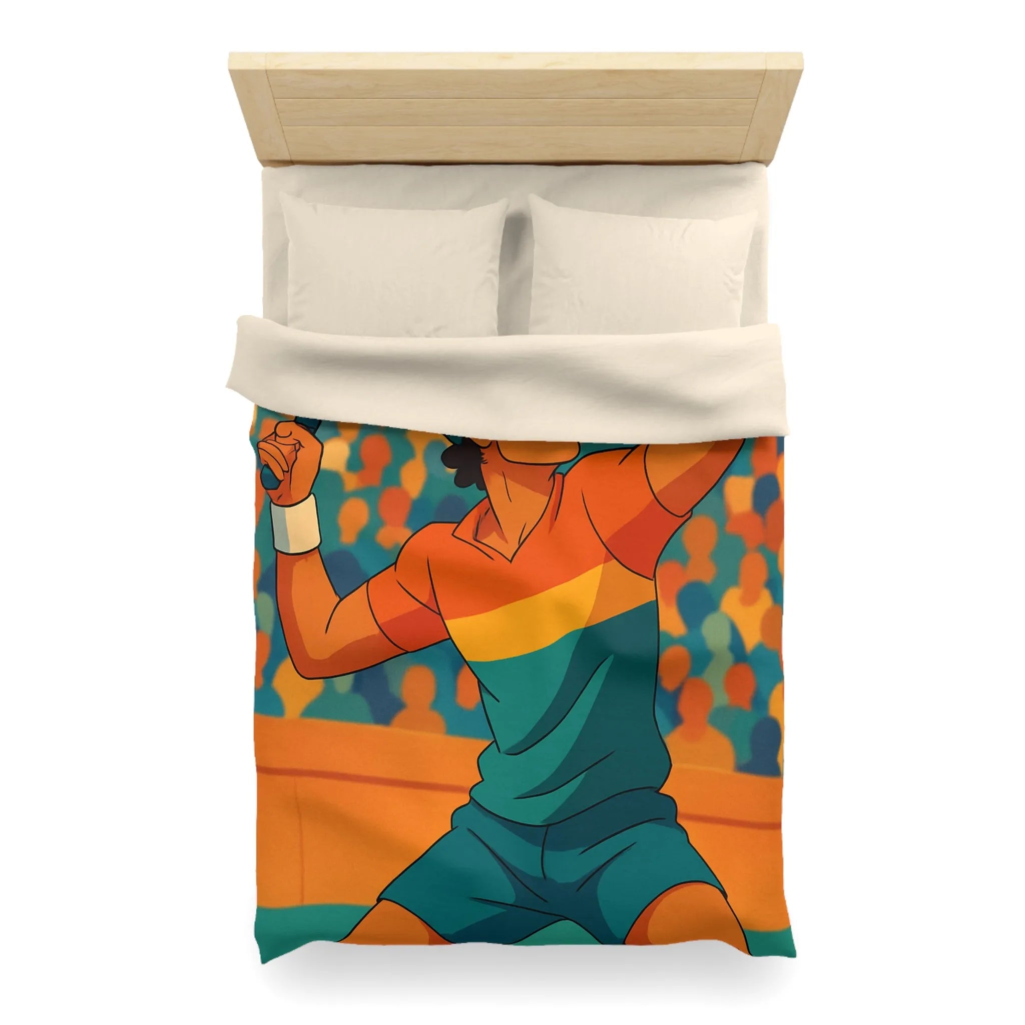 Housse de couette inspiration tennis avec élégance nocturne et couleurs vibrantes pour chambre moderne