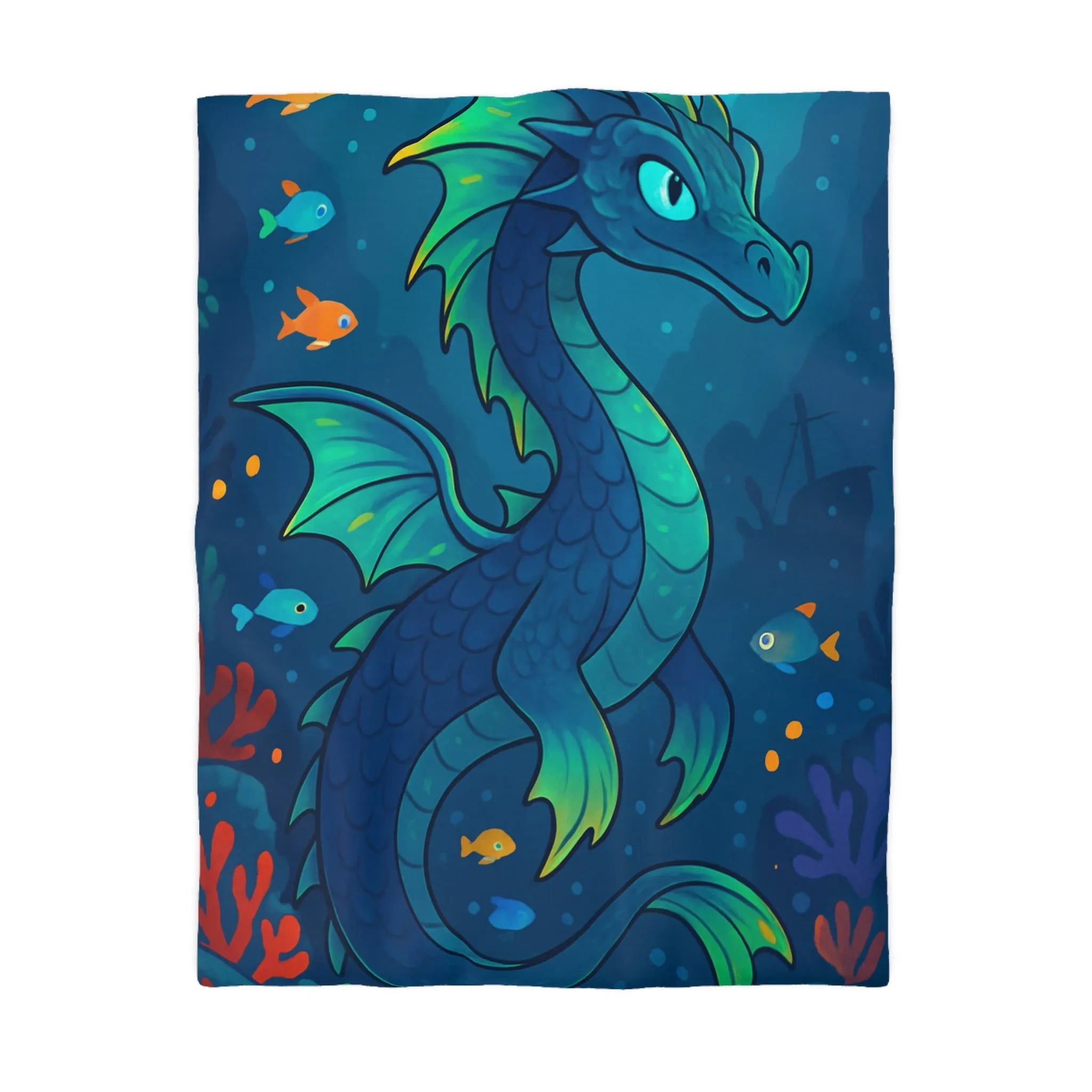 Fantastique Dragon Marin et Poissons Exotiques dans une Scène Océanique Enchantée