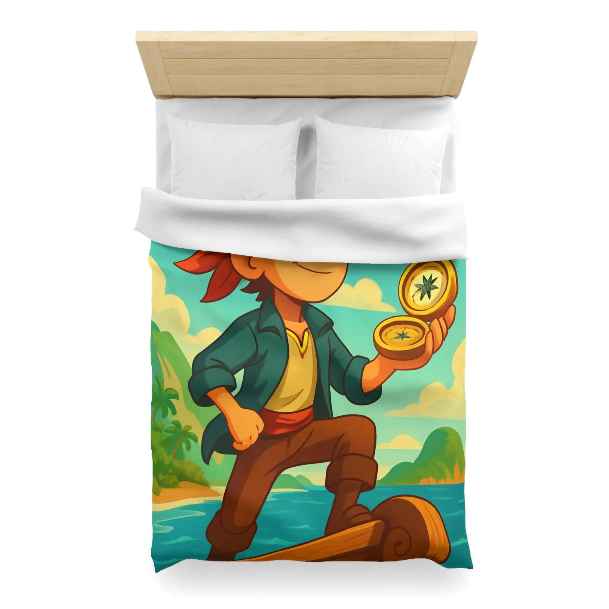 Aventurier intrépide sur un bateau avec une boussole en quête de trésors maritimes