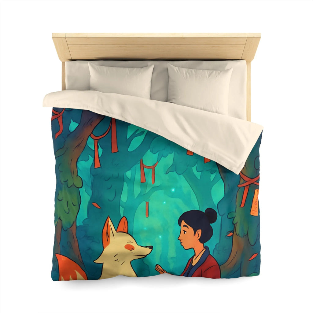 Housse de couette forêt magique avec renard et oiseaux pour chambre paisible