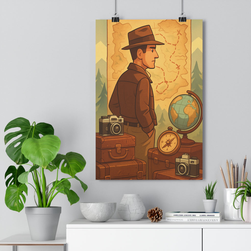 Poster décoratif aventure vintage nostalgique explorateur chambre bureau style rétro carte trésor charmant qualité