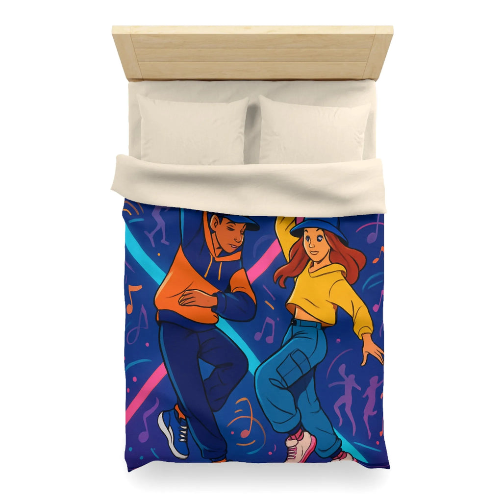 Housse de couette dynamique avec danseurs hip hop sur fond coloré et musical