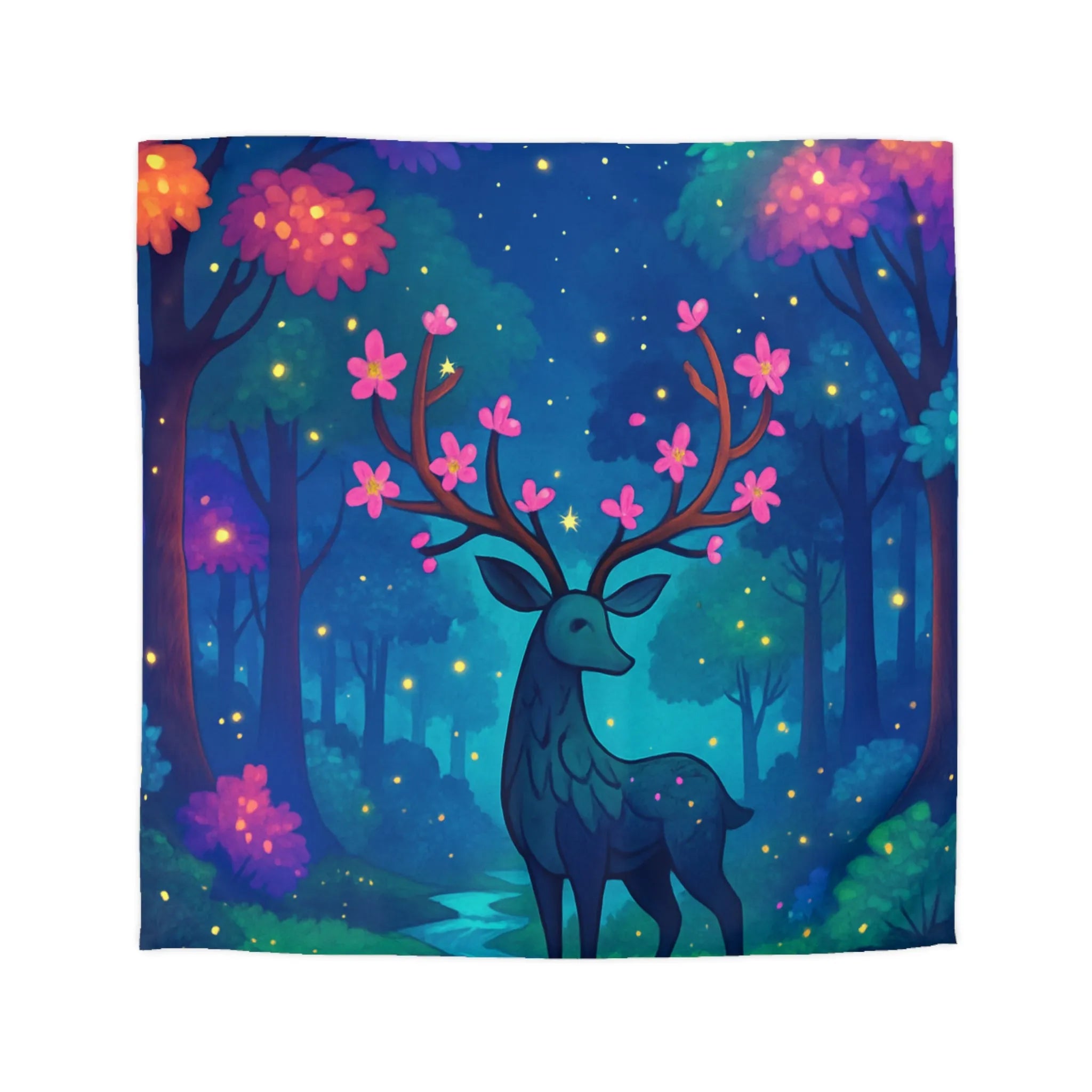 Enchantez votre chambre avec une housse de couette forêt féerique et cerf mystique