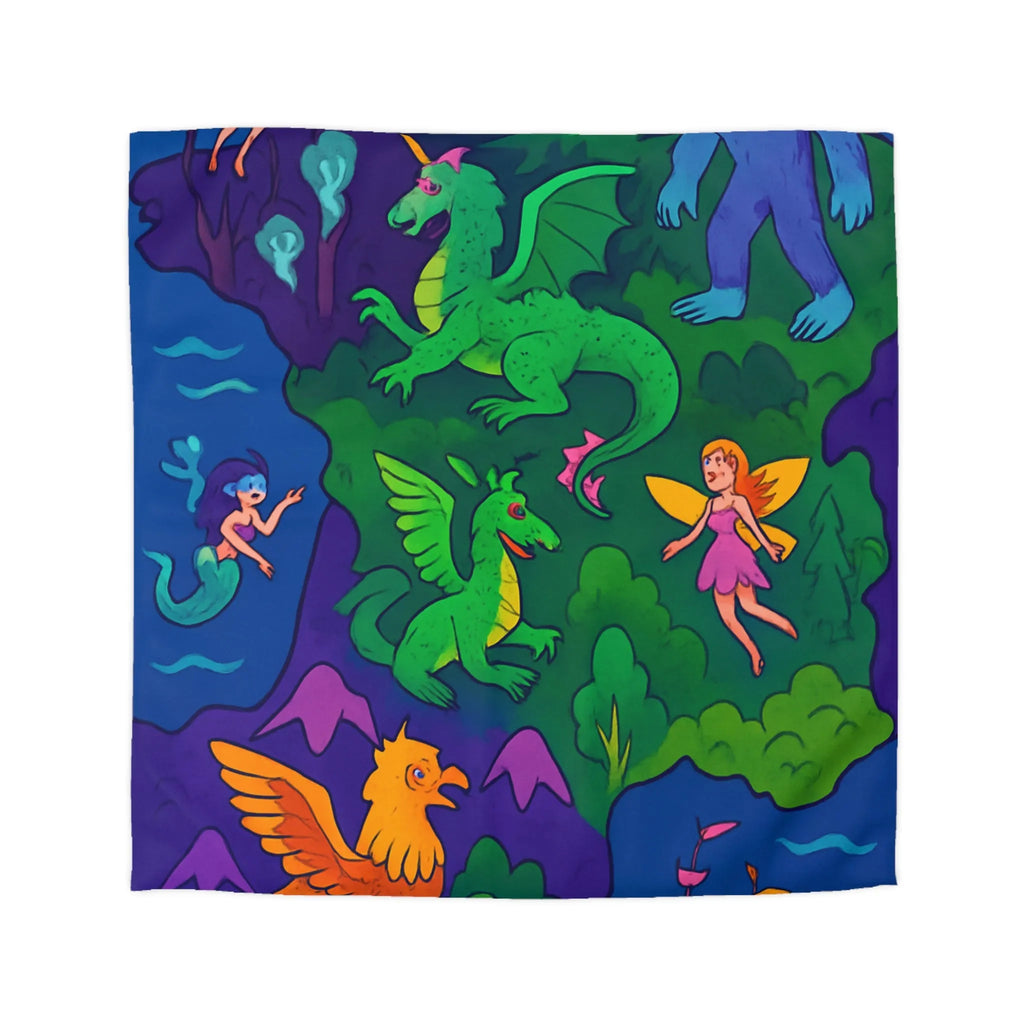 Housse de couette féérique colorée avec créatures légendaires pour chambre enchanteur