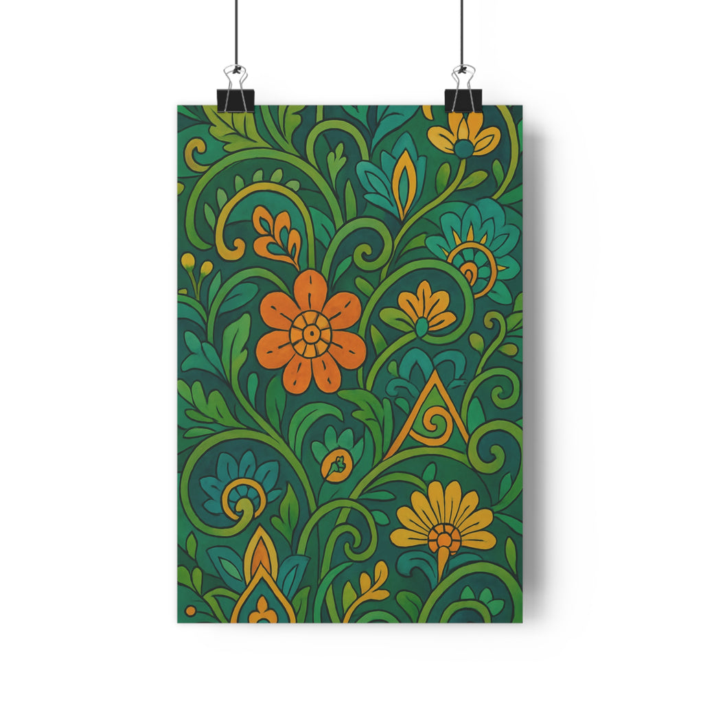 Poster décoratif moderne vert orange jaune abstrait vibrant salon chambre artistique intérieur 30x46 qualité