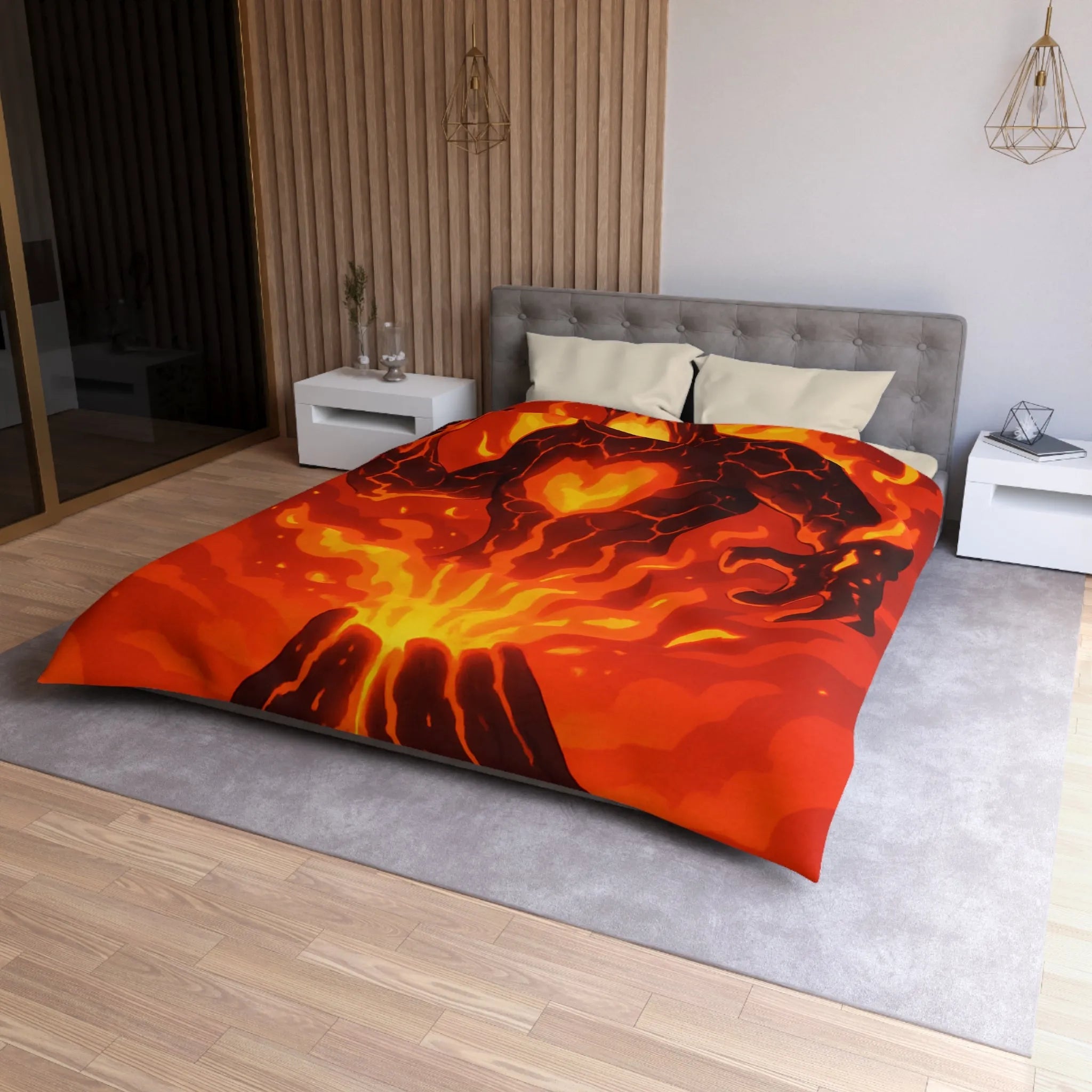 Éruption Volcanique Époustouflante: Figure Enflammée Surgissant De Coulées de Lave Rougeoyantes