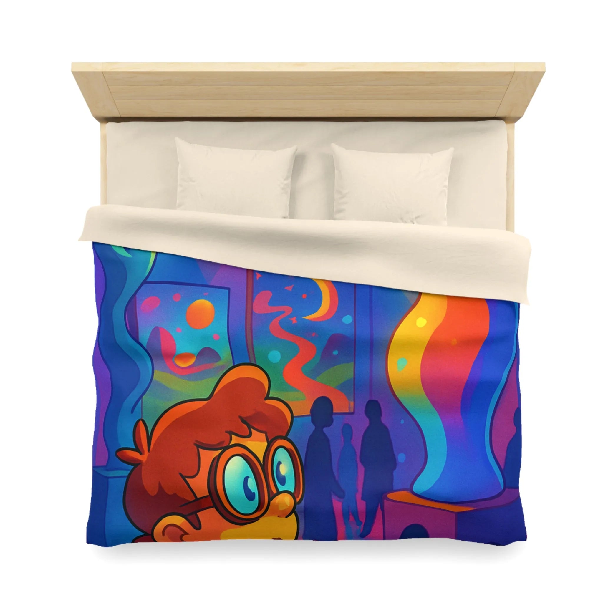 Housse de Couette Colorée Inspirée d'une Galerie d'Art Moderne avec Lumières Vives