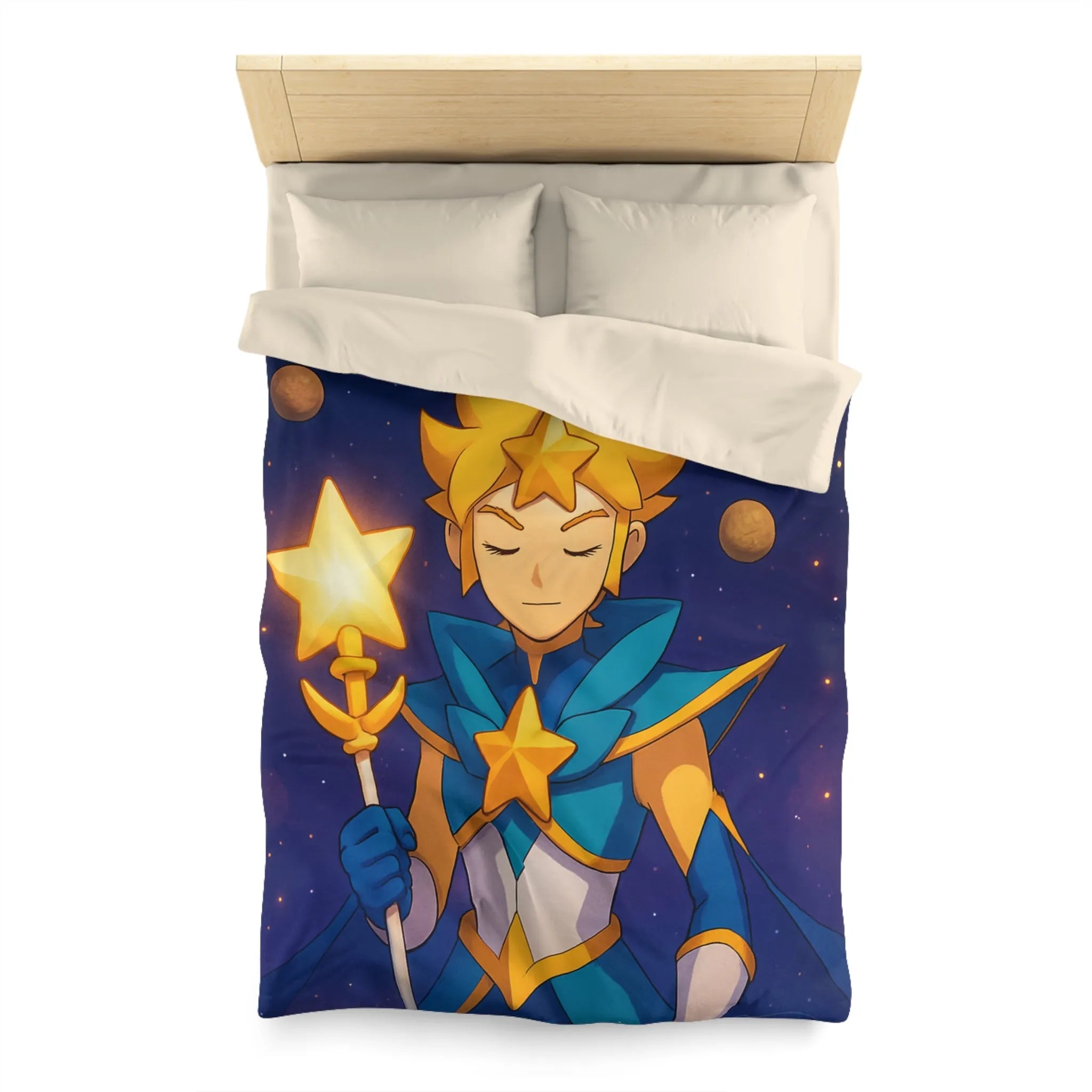 Housse de Couette Fantastique Enfant Personnage Étoilé Avec Planètes Environnantes
