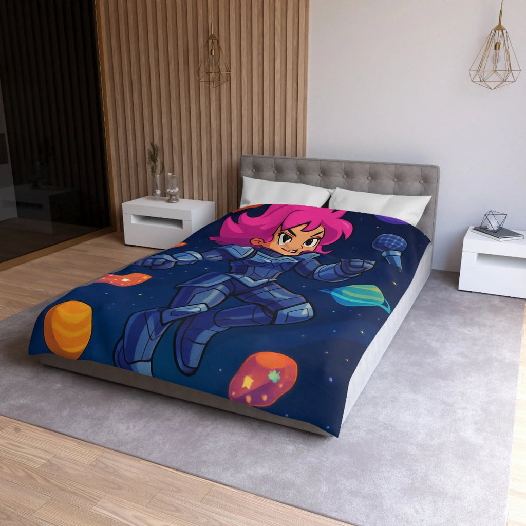 Housse de couette astronaute colorée avec planètes et étoiles thème aventure spatiale