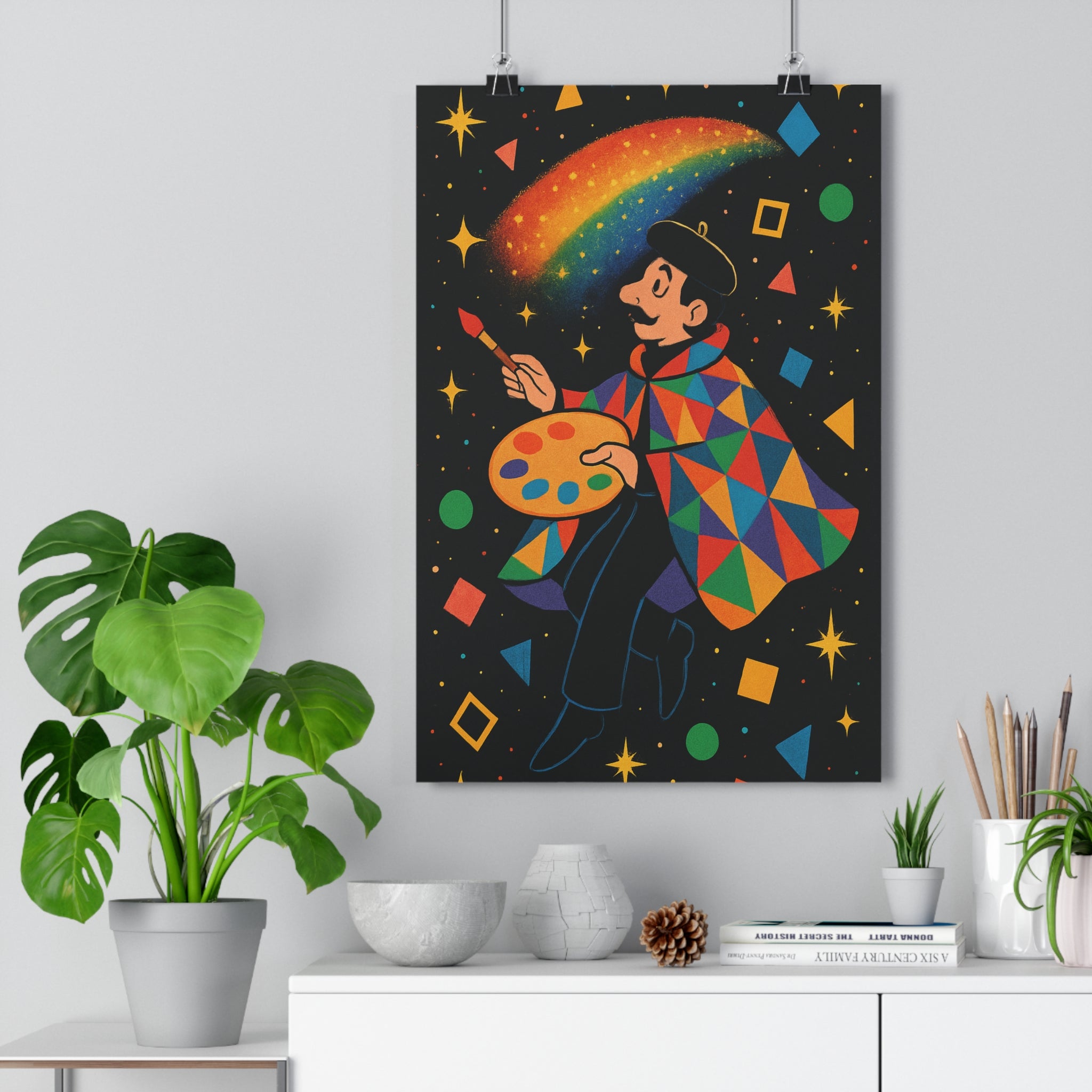 Poster décoratif vibrant multicolore abstrait cartoon joyeux salon chambre enfant design moderne tendance qualité