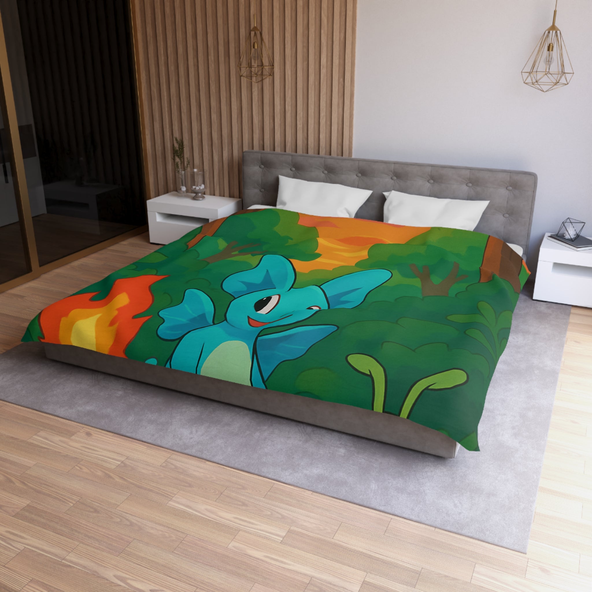 Housse de Couette Microfibre Illustration Unique Design Moderne Décoration Intérieure Raffinée