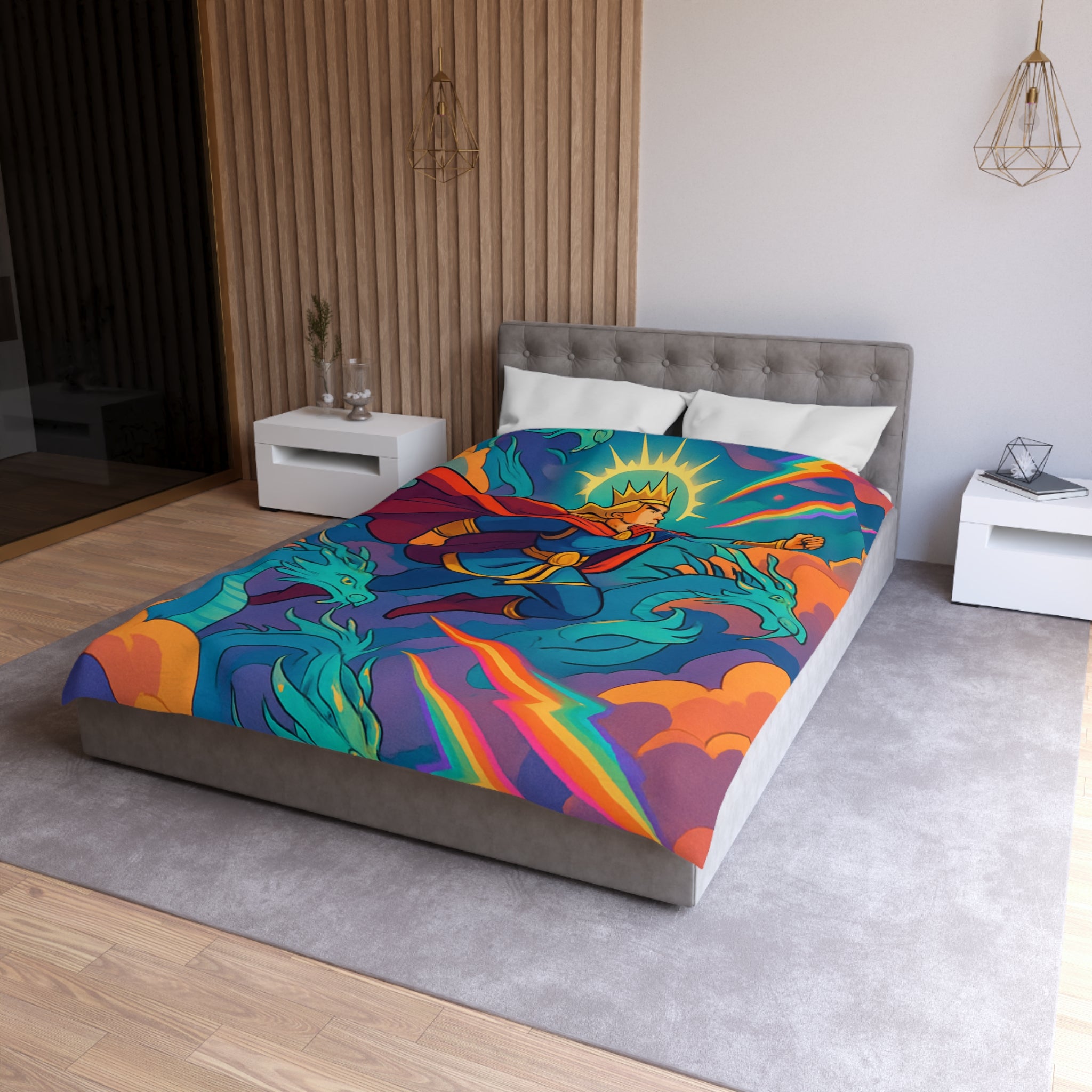 Housse de Couette Microfibre Motif Créatif Original Style Contemporain Chambre Élégante