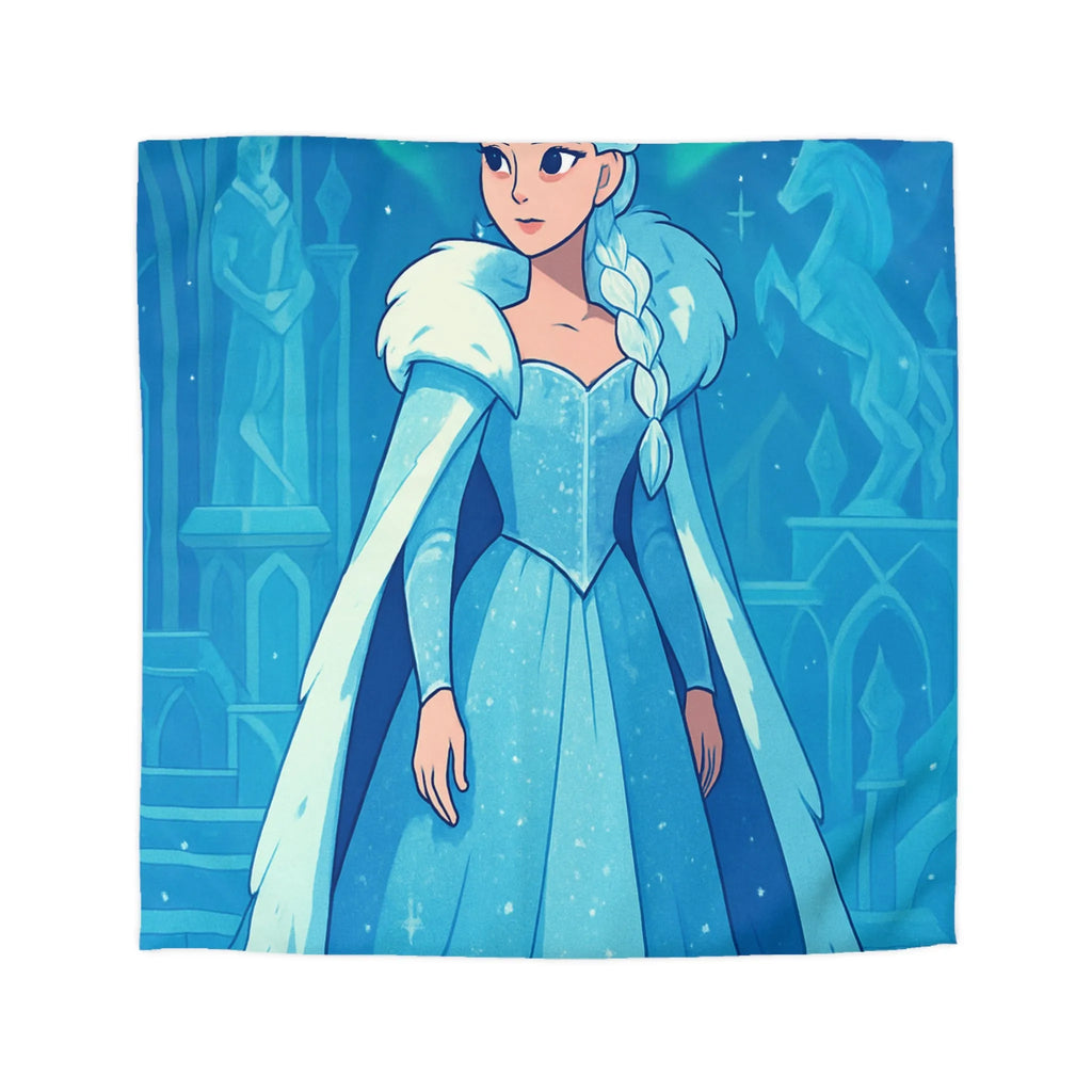 Éblouissante Housse de Couette Reine des Glaces Bleue avec Aurora Boréale et Château