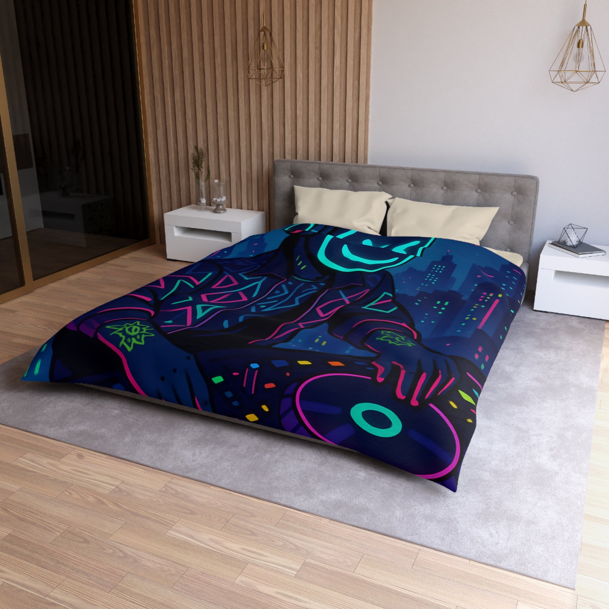 Housse de Couette Microfibre Motif Créatif Original Style Contemporain Chambre Élégante