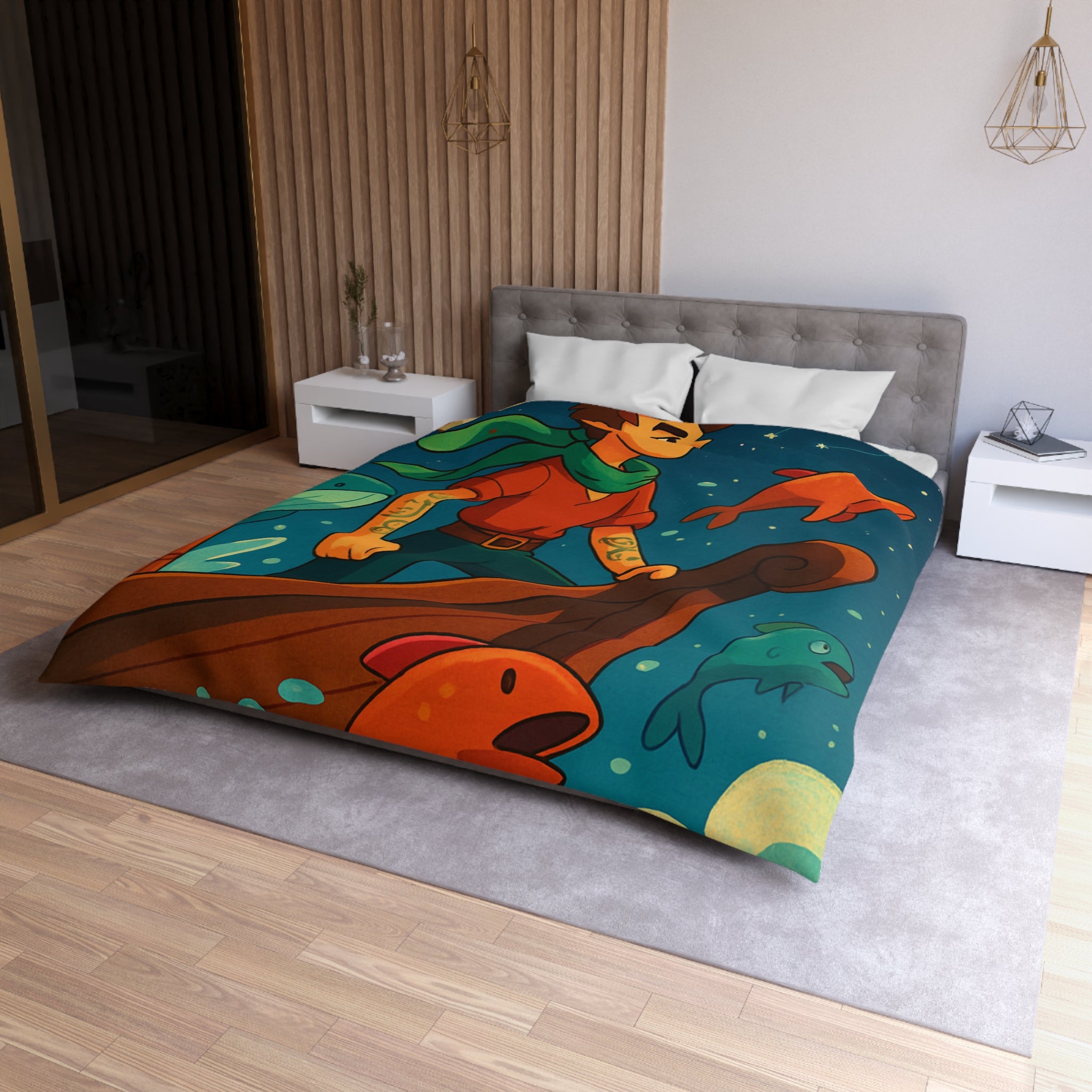 Housse de Couette Microfibre Design Artistique Moderne Décoration Chambre Confort Premium