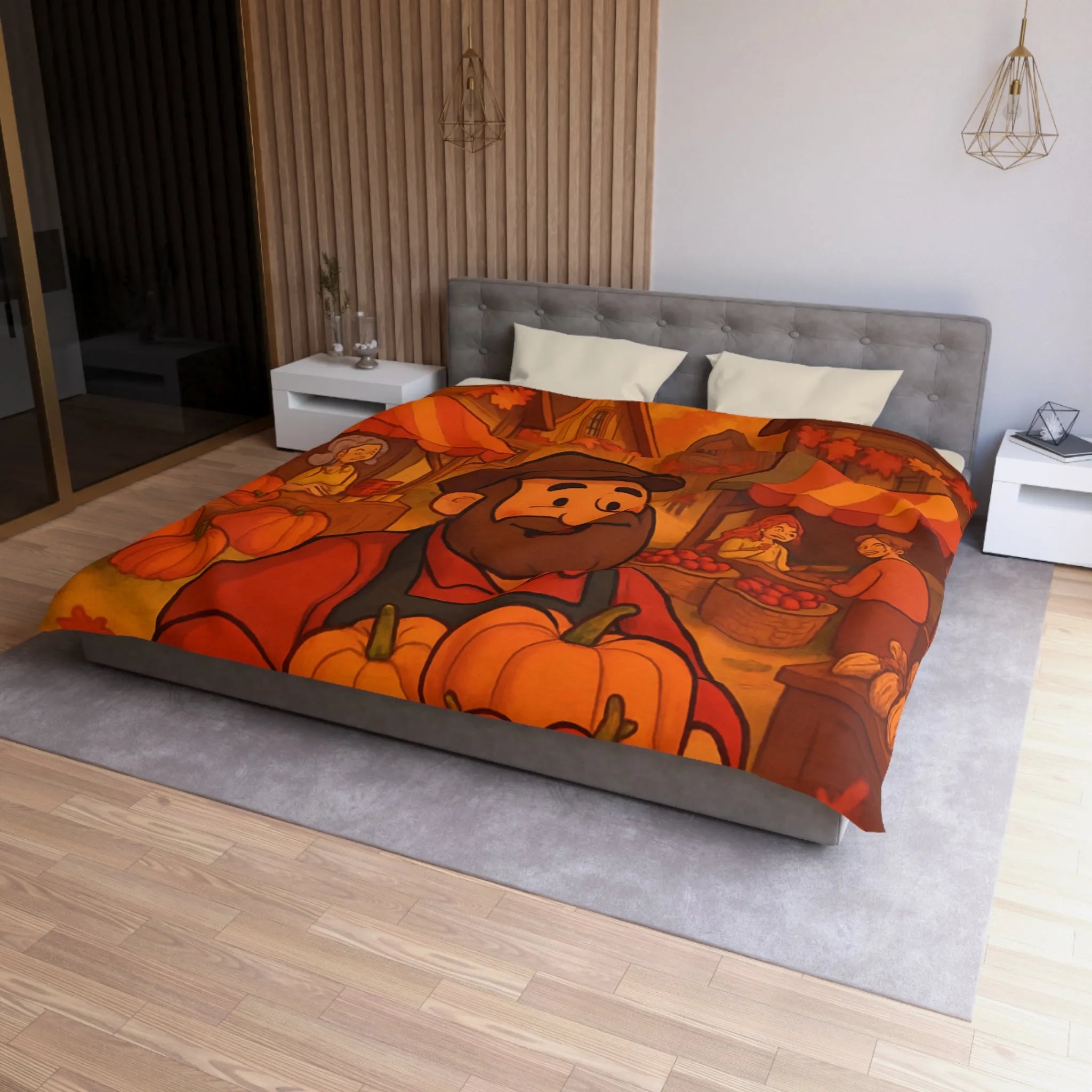 Housse de Couette Microfibre Art Graphique Contemporain Style Décoratif Chambre Tendance