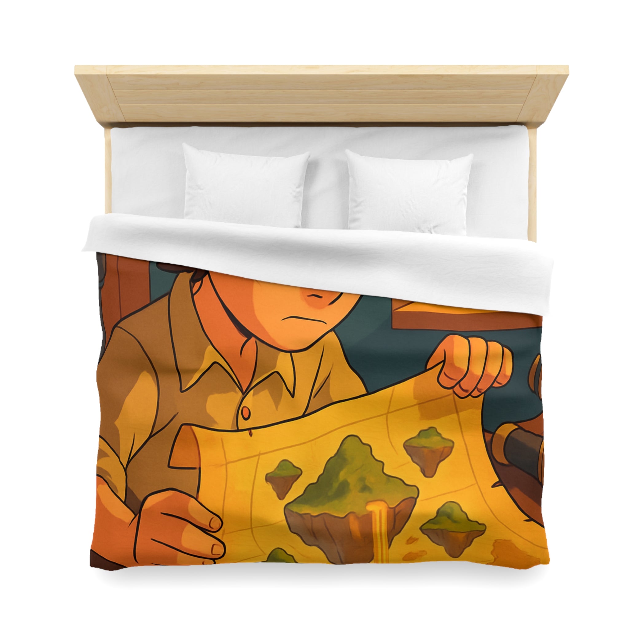 Housse de couette motif trésor aventure jungle carte montagne flotter chambre enfant