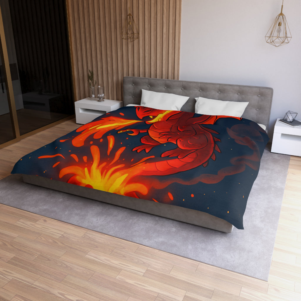 Intense Housse Dragon Rouge Feu Volcanique Ambiance Nocturne Idéale pour Chambre Fantasy