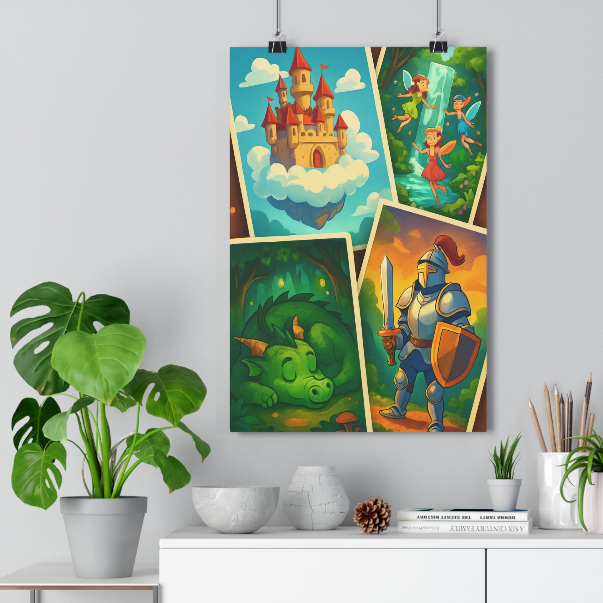 Poster décoratif coloré cartoon joyeux magique fantastique chambre enfant salon aventure dynamique fantaisie détente