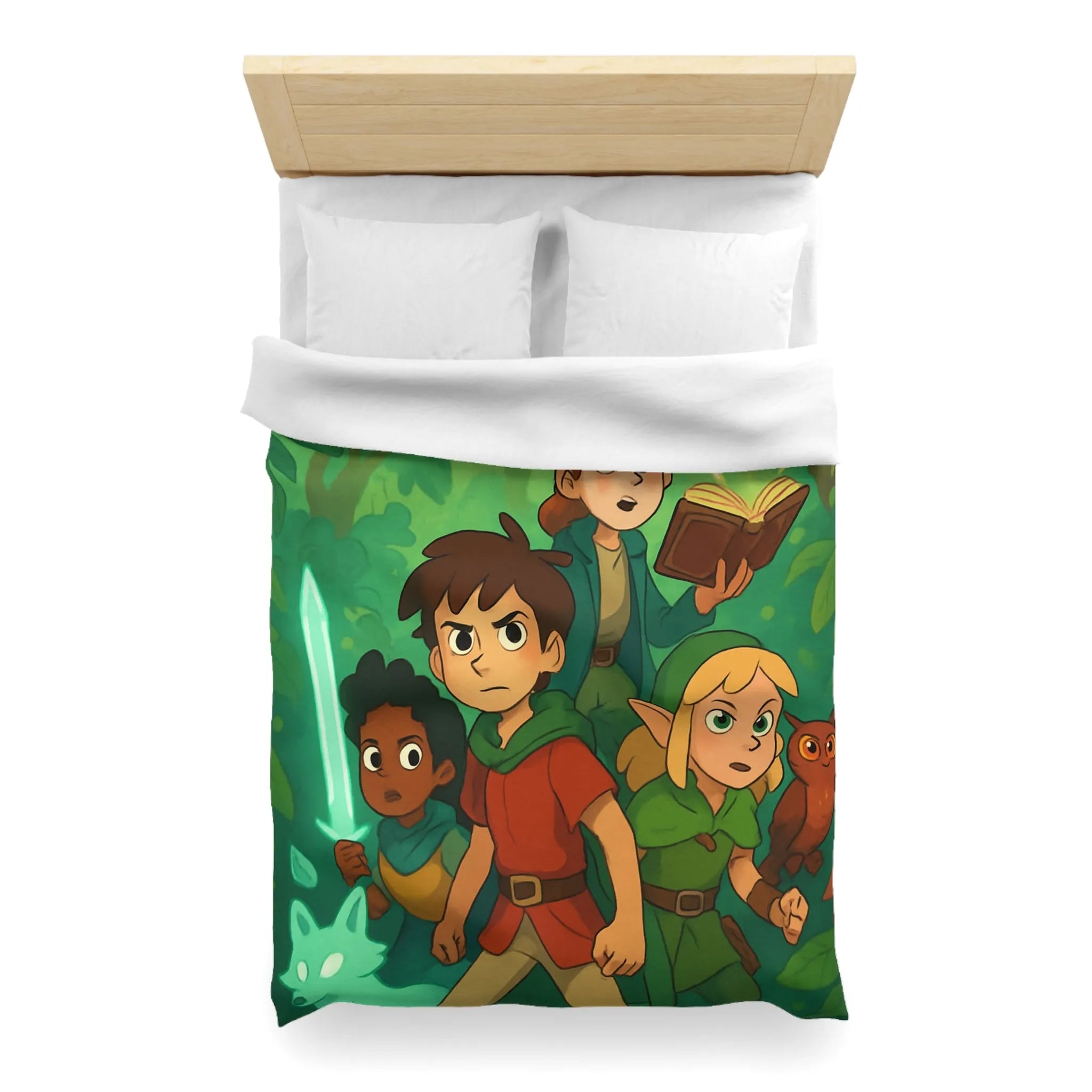 Housse de Couette Fantaisie Enfants Aventuriers Forêt Magique Chasse au Trésor Épique